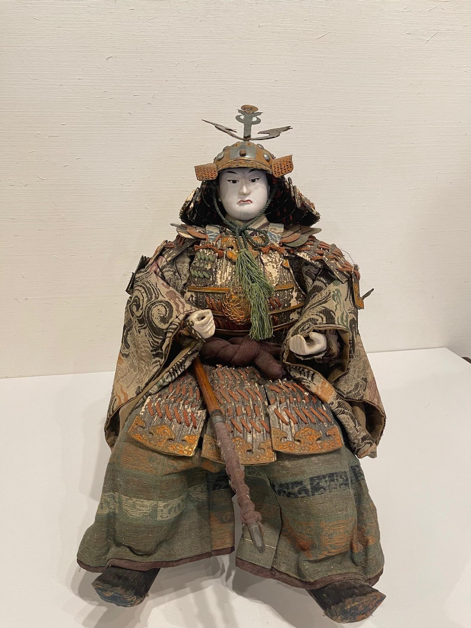 Japanese Samurai Doll or Figure, Meiji Period, Circa 1830 In Good Condition In Savannah, GA