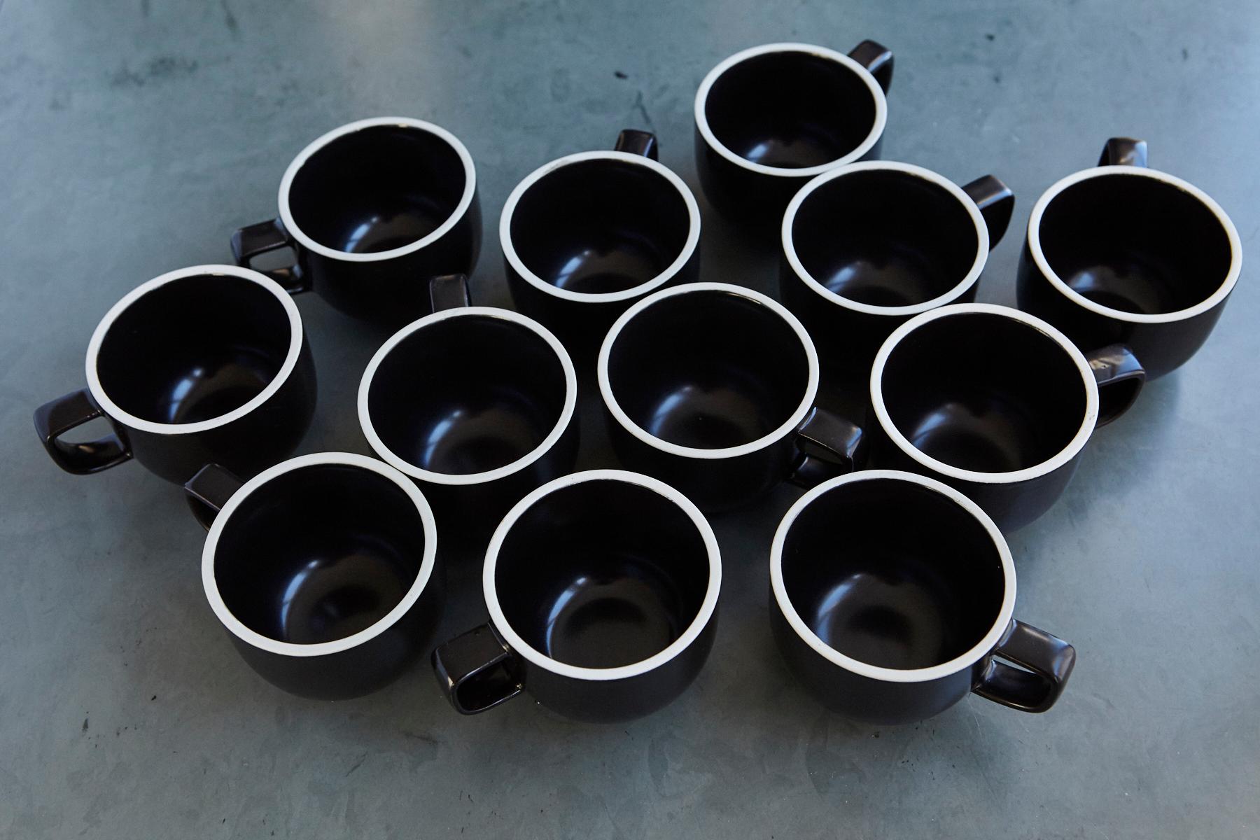 Modern Japanese Sasaki Matte Black Coffee Service for 12, Designed by Massimo Vignelli