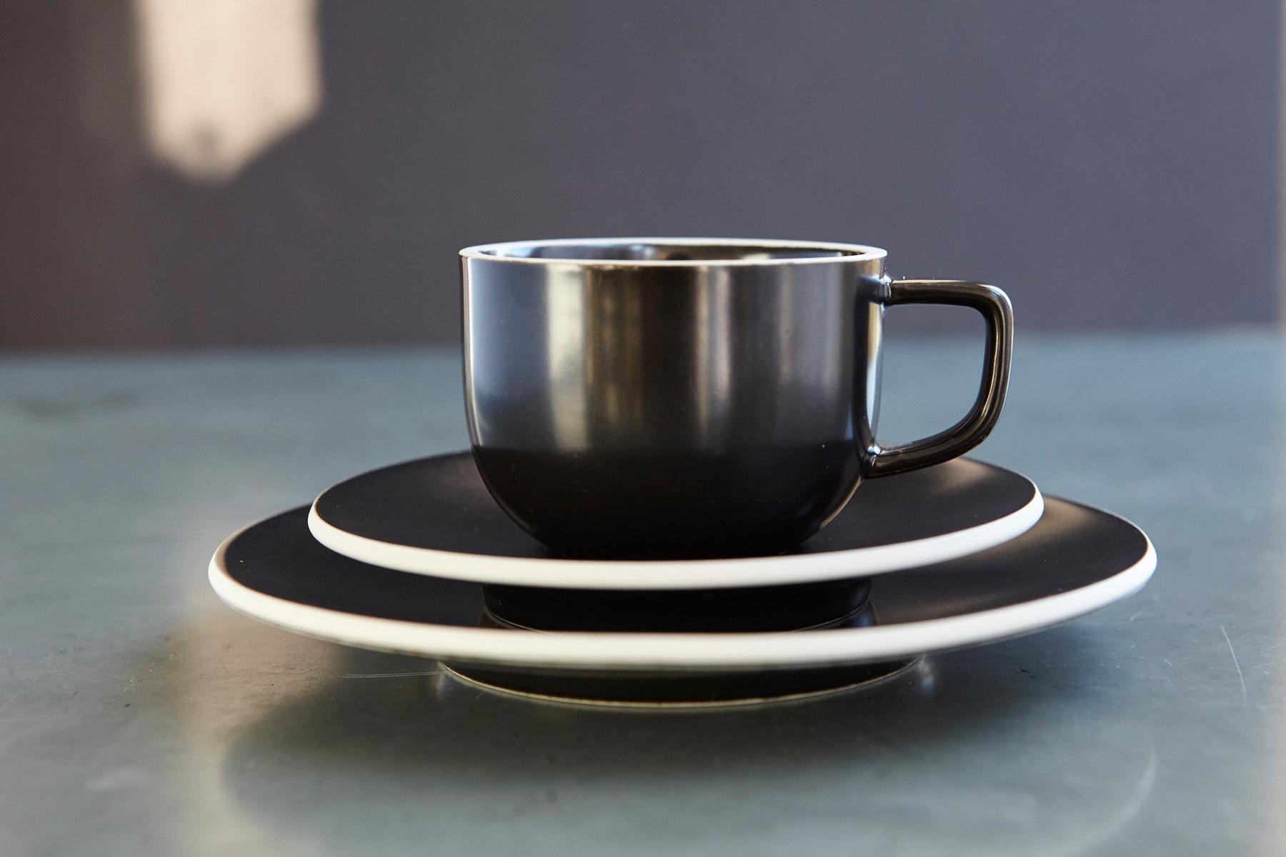 Late 20th Century Japanese Sasaki Matte Black Coffee Service for 12, Designed by Massimo Vignelli