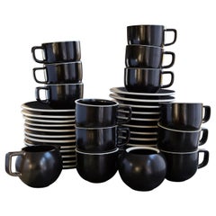 Retro Japanese Sasaki Matte Black Coffee Service for 12, Designed by Massimo Vignelli