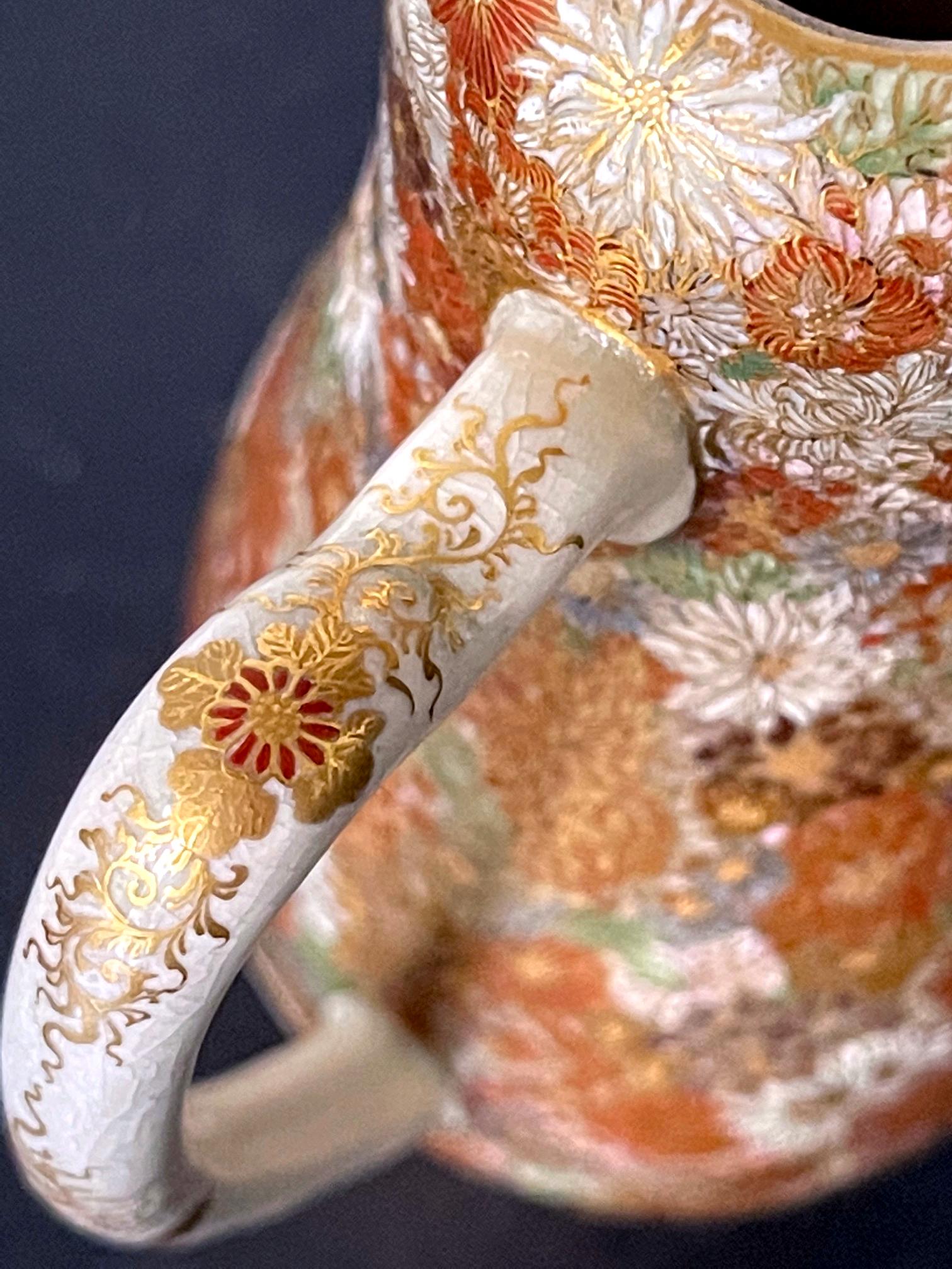 Japanische japanische Satsuma-Keramik-Kanne Yabu Meizan im Angebot 8