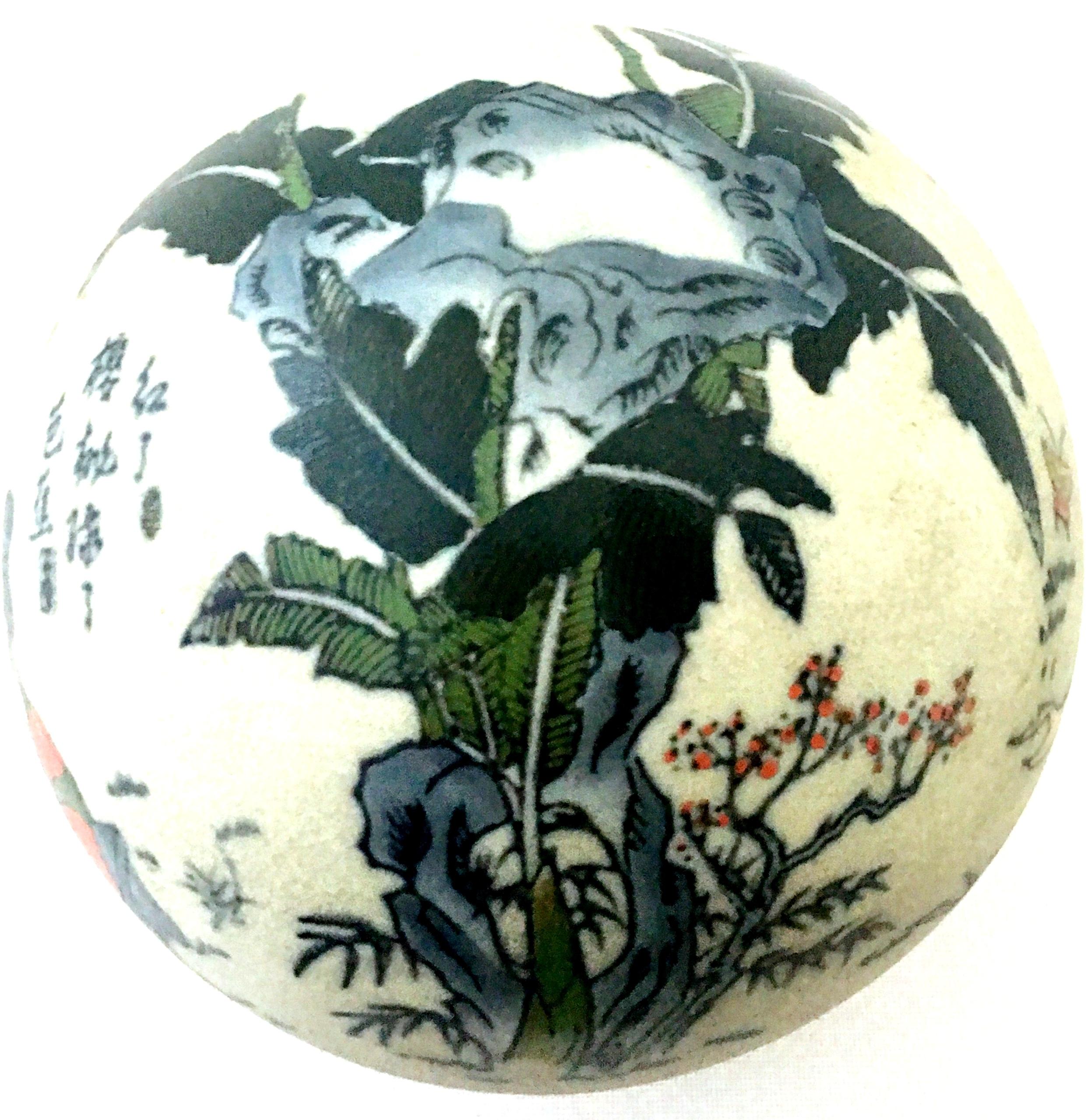 20th Century Japanese Satsuma Ceramic Geisha Sphere Sculpture & Stand For Sale 2