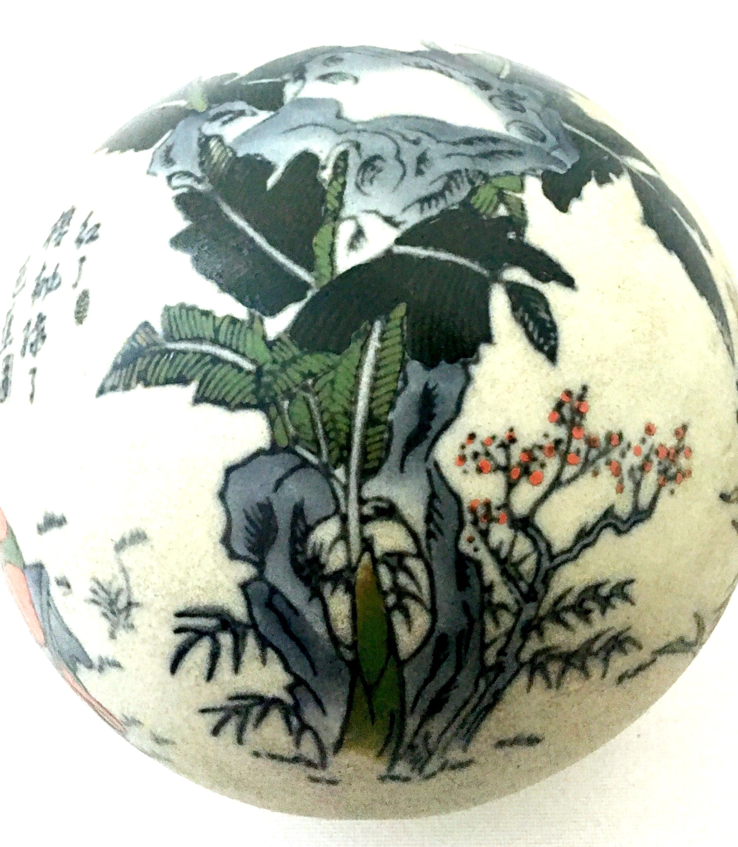 20th Century Japanese Satsuma Ceramic Geisha Sphere Sculpture & Stand For Sale 3