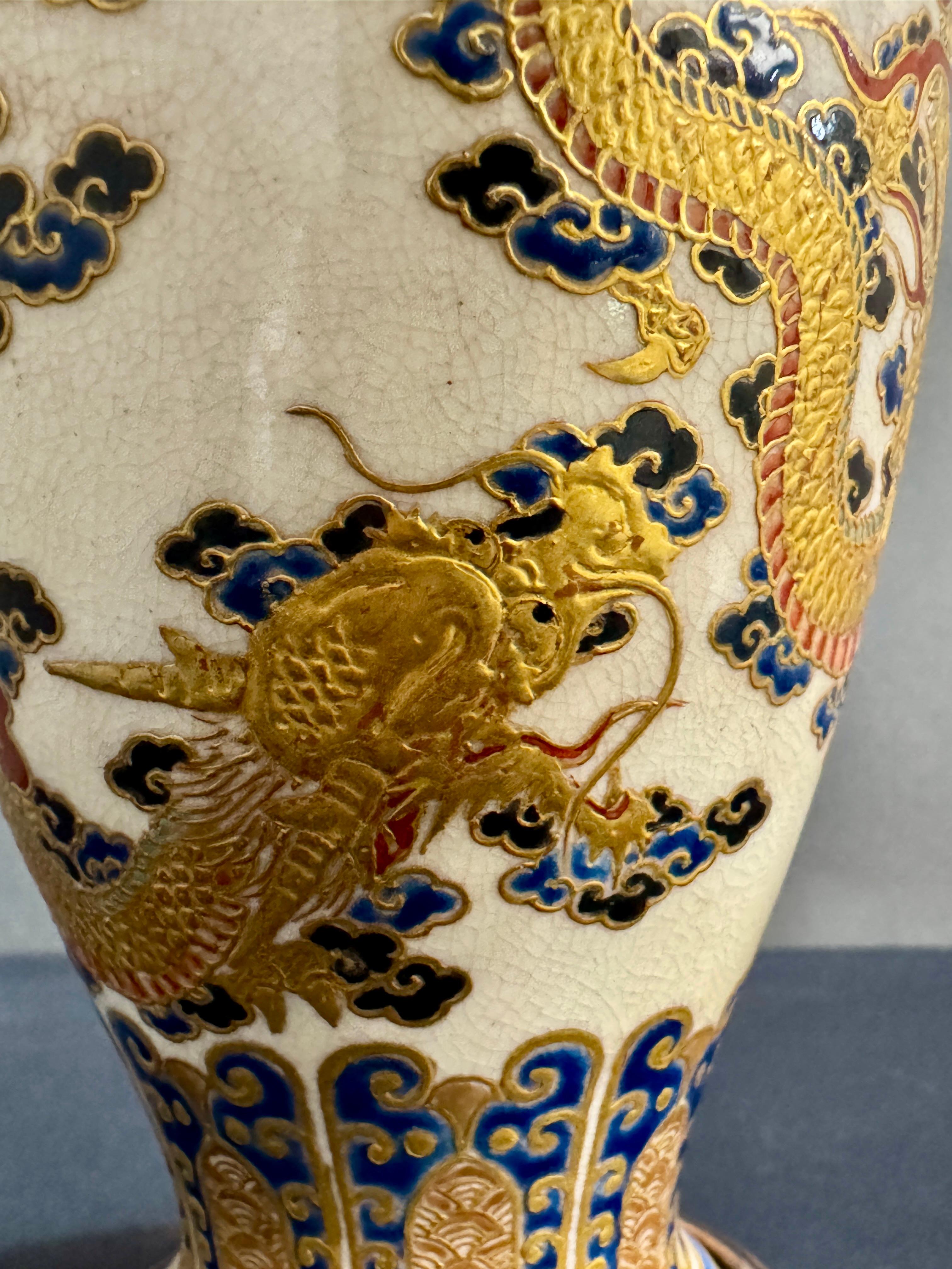 Vaso giapponese Satsuma Dragon, periodo Meiji, 1900 circa, Giappone in vendita 2
