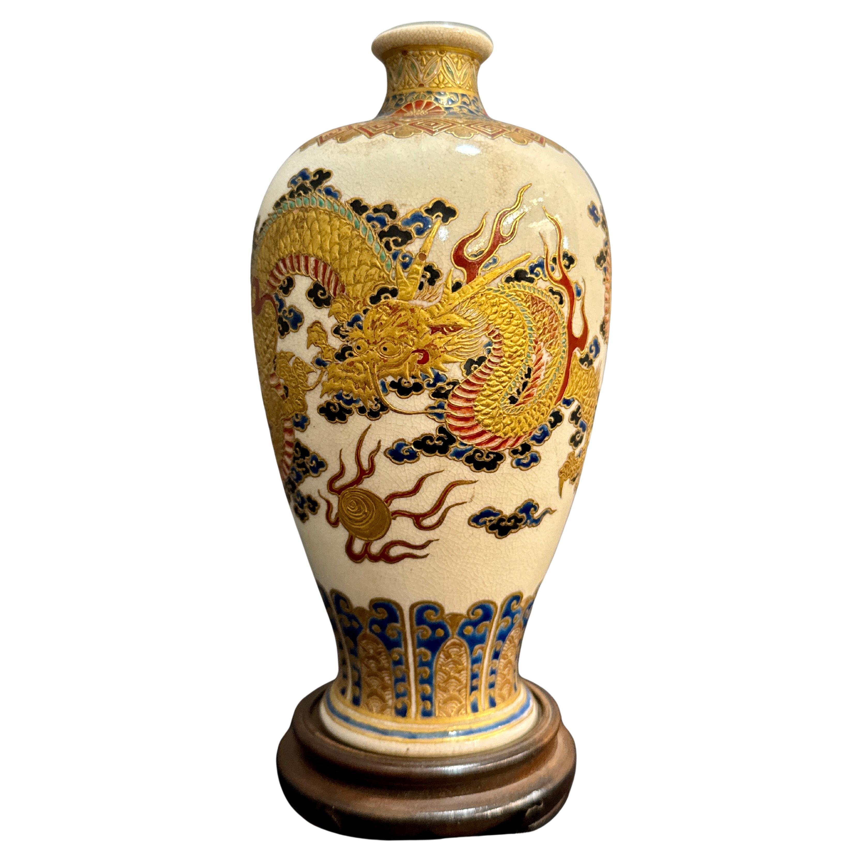 Japanese Satsuma Dragon Vase, Meiji Period, c 1900, Japan