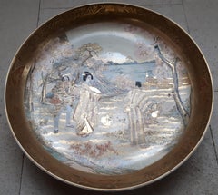 Japanese Satsuma Earthenware Dish, Meiji Era Japan