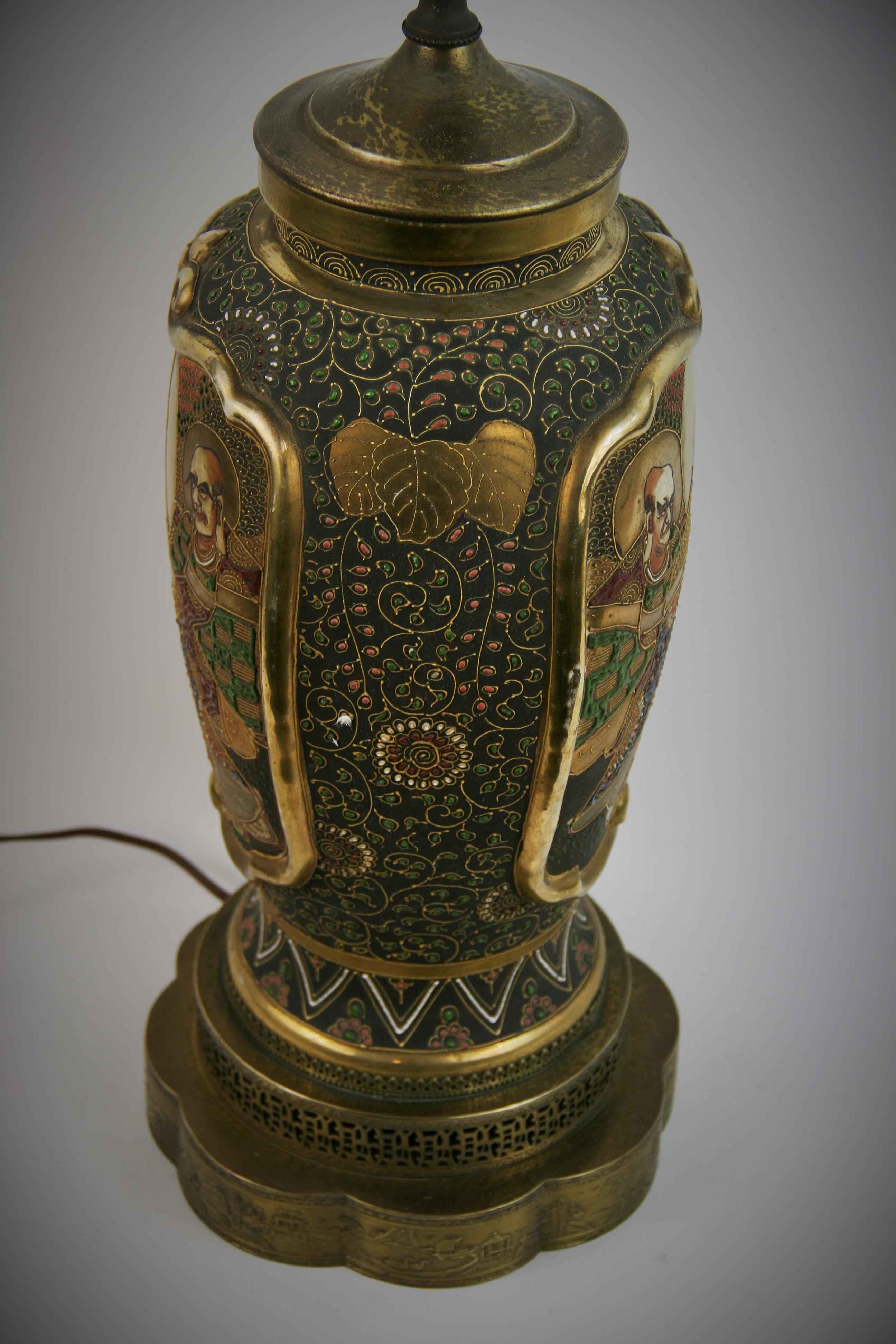 Antique Japanese Satsuma Porcelain  Lamp, circa 1920s For Sale 1