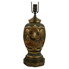 Antique Japanese Satsuma Porcelain  Lamp, circa 1920s
