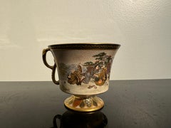Japanese Satsuma Handled and Stemmed Tea Cup, Meiji Period, Japan