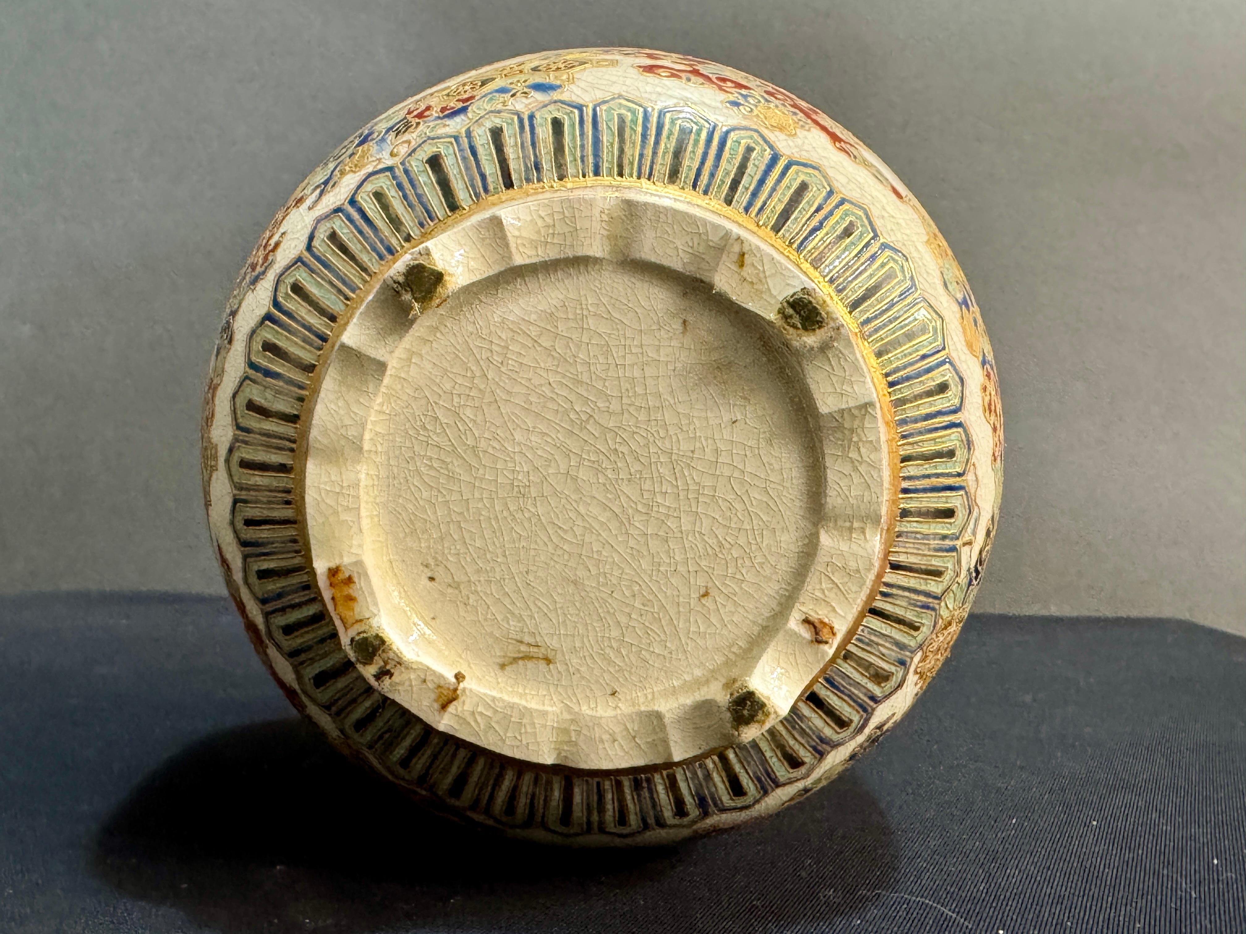 Japanese Satsuma Incense Burner, Koro, with Silver Lid, Meiji Period, Japan For Sale 6