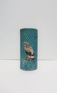 Japanese Satsuma Majolica Style Earthenware Vase with Birds