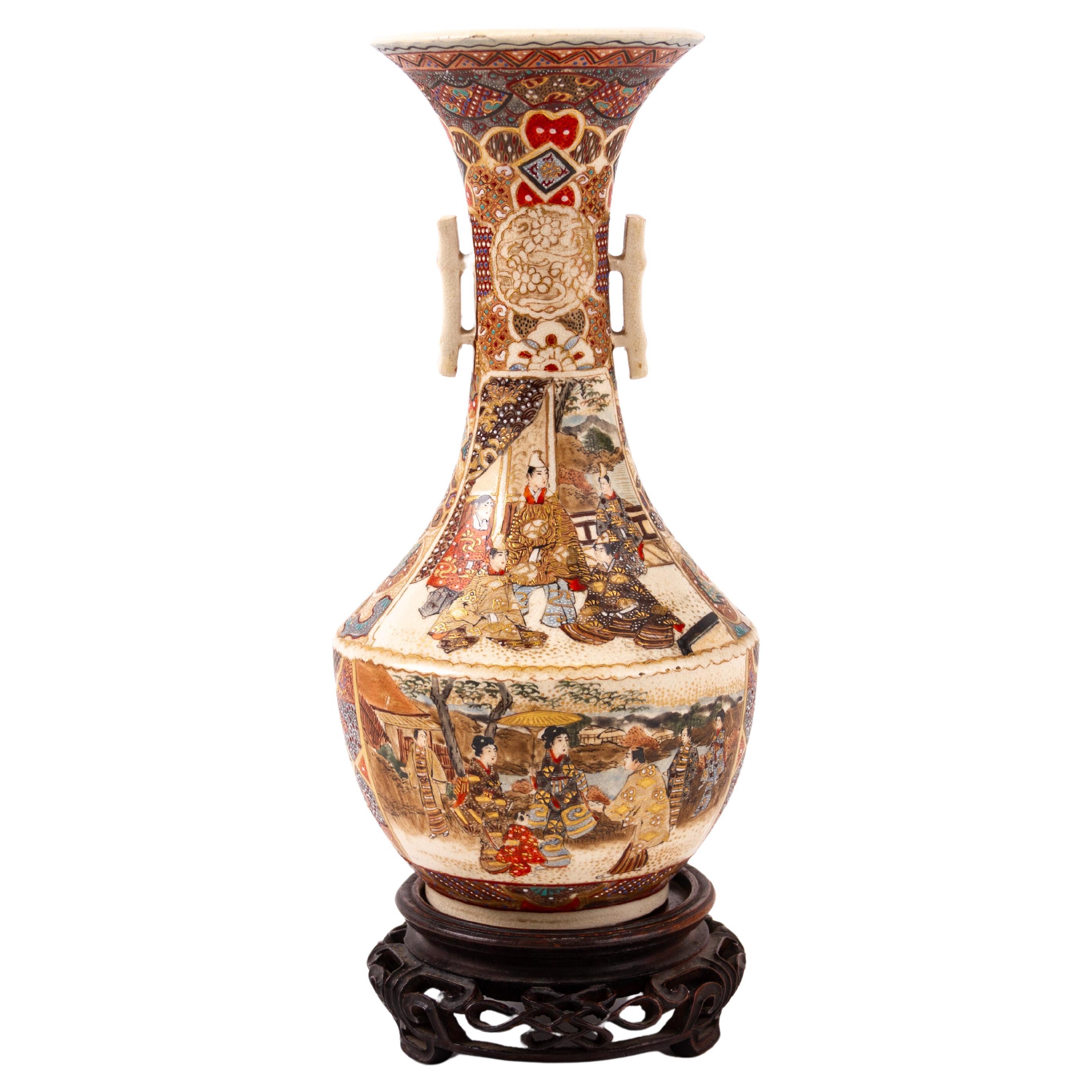 Japanese Satsuma Meiji Vase 19th Century 