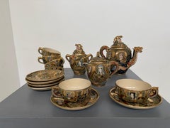 Japanese Satsuma Moriage Porcelain Tea Set, Set for Six, Japan