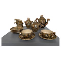 Japanese Satsuma Moriage Porcelain Tea Set, Set for Six, Japan