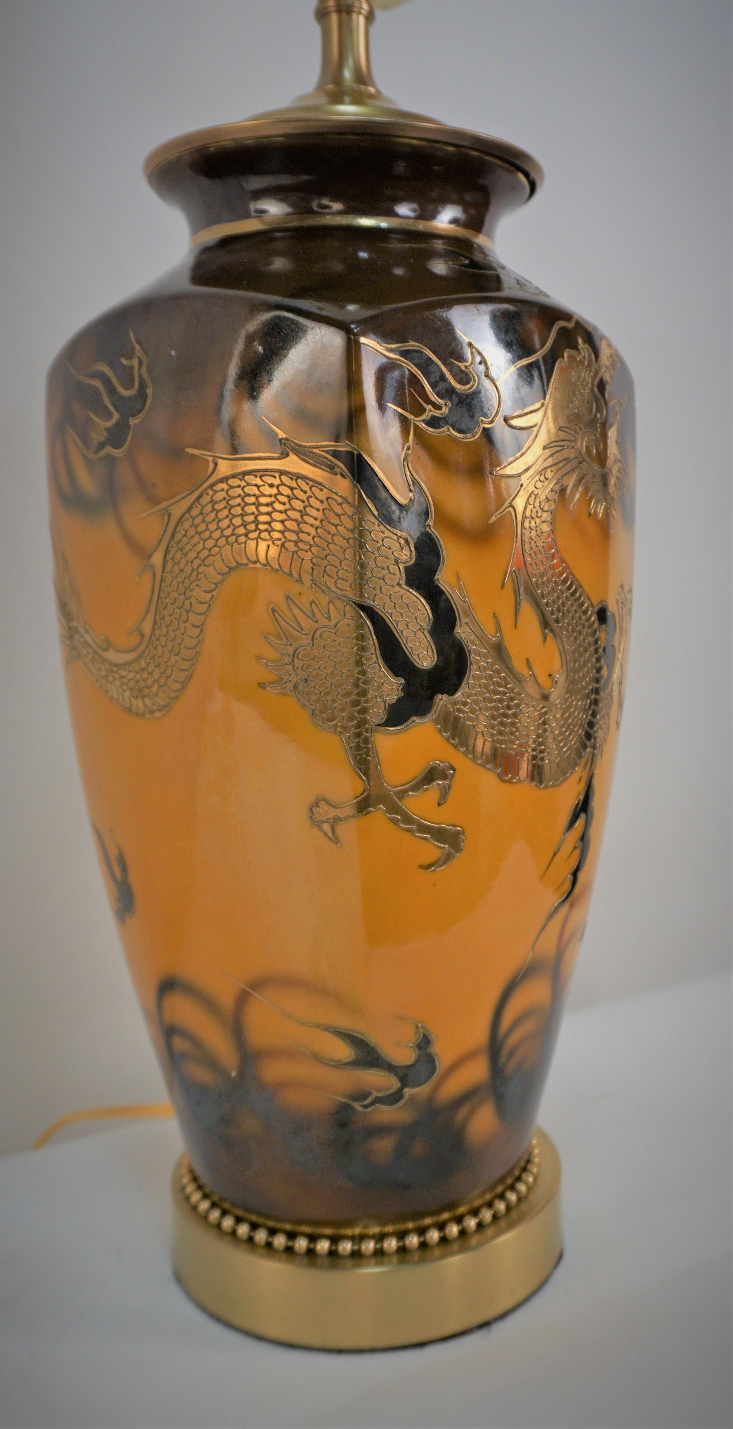 Early 20th Century Japanese Satsuma Porcelain Table Lamp