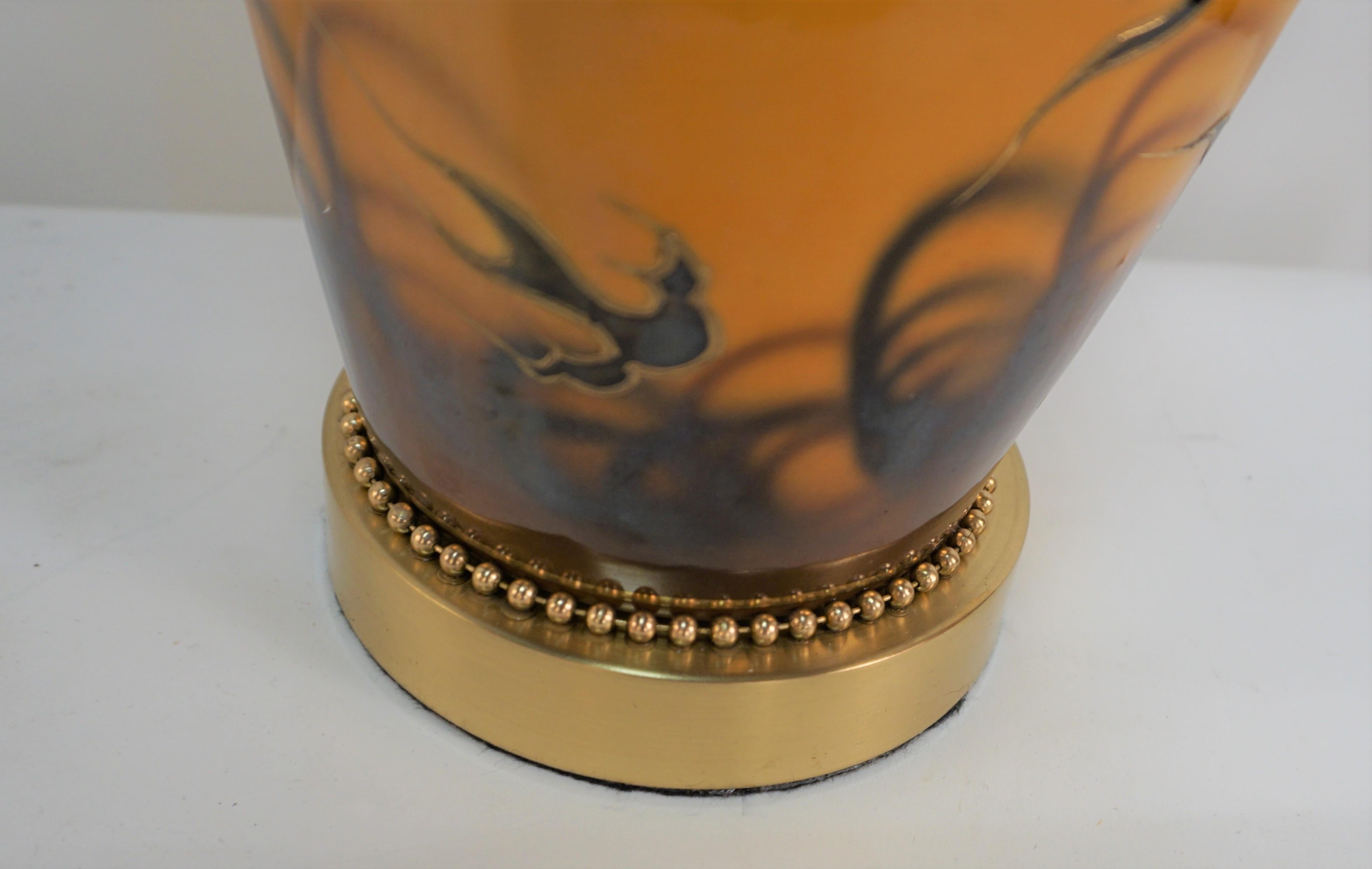 Japanische Satsuma-Porzellan-Tischlampe (Bronze) im Angebot