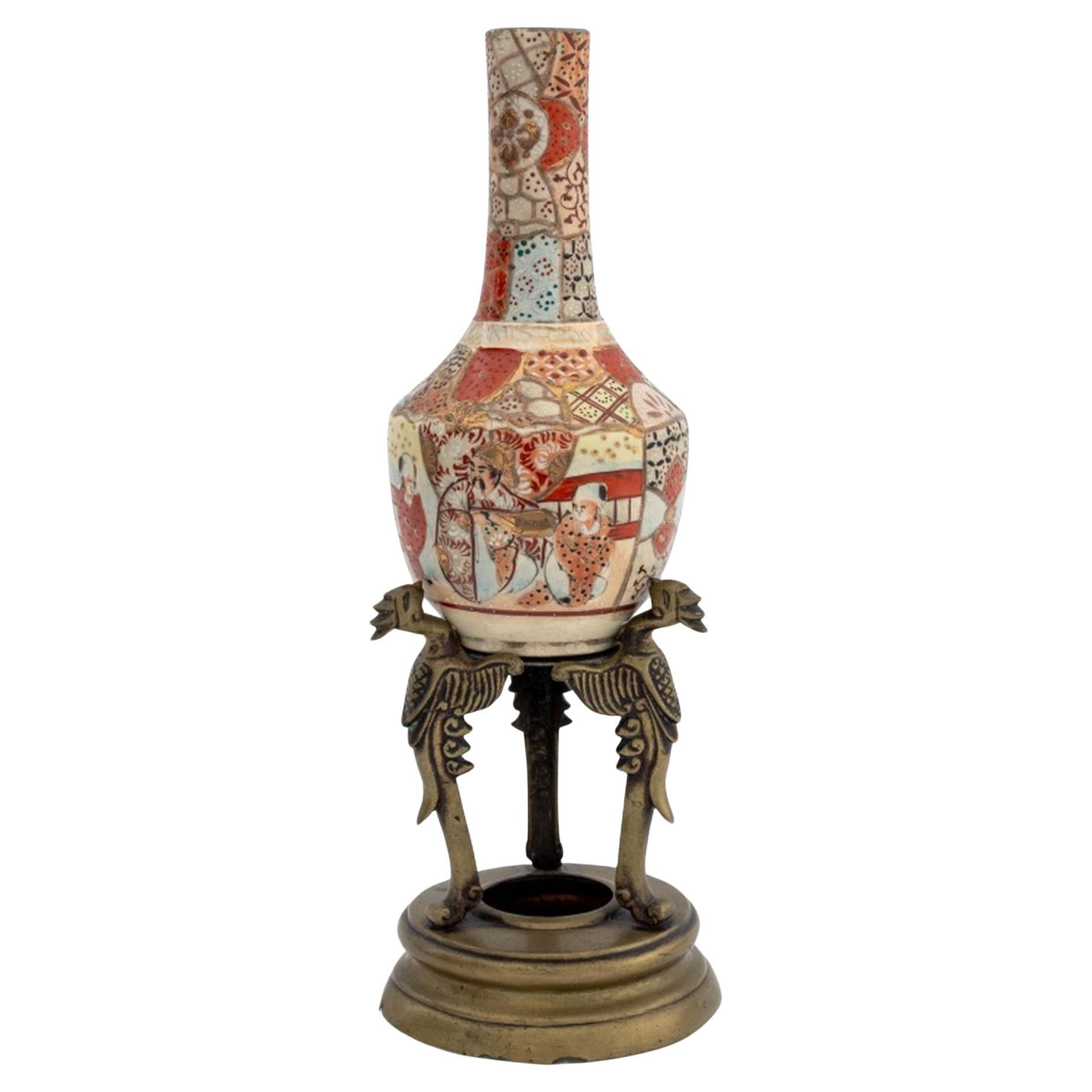 Japanische Satsuma-Keramik-Flaschenvase