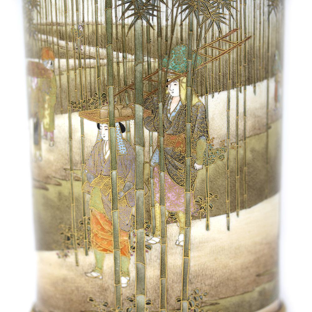 Japanese Meiji Period Satsuma Sleeve Vase Hasegawa 6