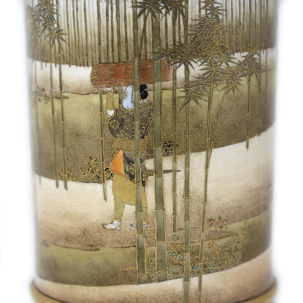 Japanese Meiji Period Satsuma Sleeve Vase Hasegawa 8