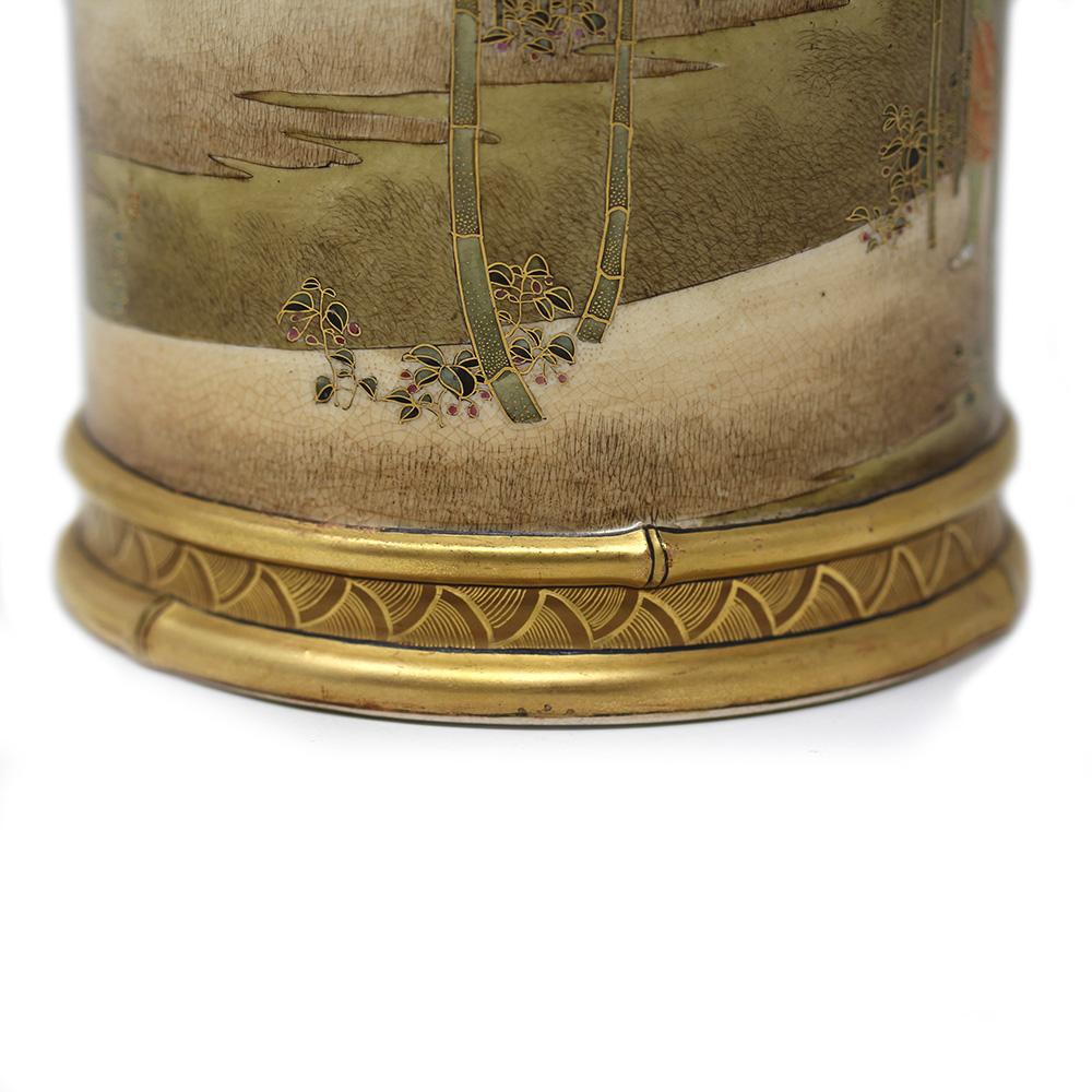 Japanese Meiji Period Satsuma Sleeve Vase Hasegawa 9