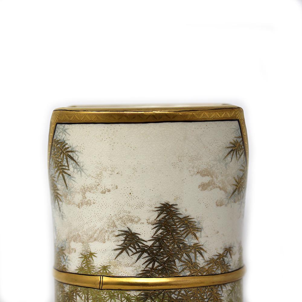 Japanese Meiji Period Satsuma Sleeve Vase Hasegawa 3