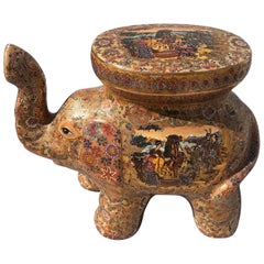 Japanese Satsuma Style ceramic elephant plant stand or stool