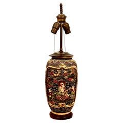 Japanische Porzellanvase-Tischlampe im Satsuma-Stil