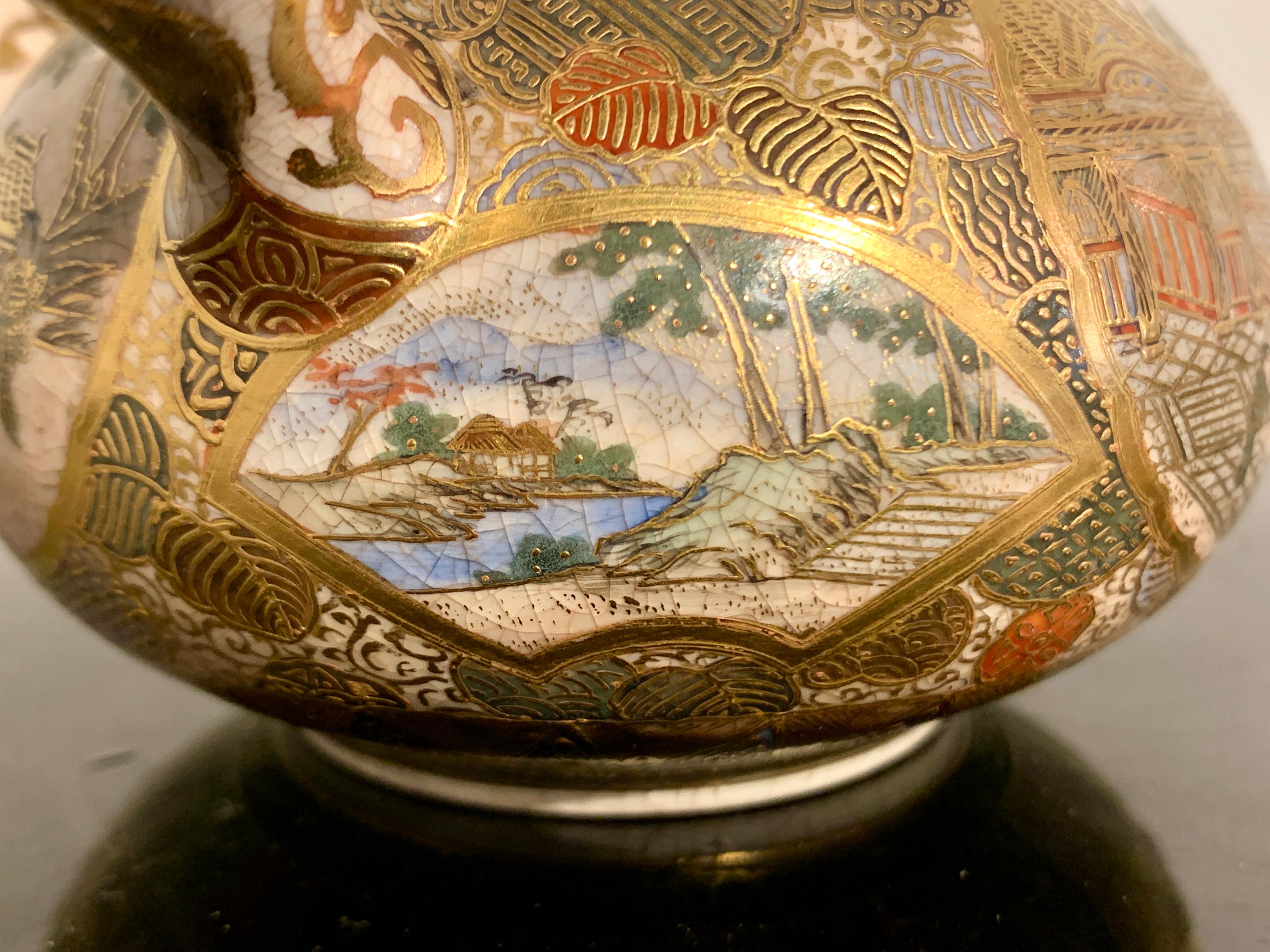 Japanese Satsuma Teapot by Senshu, Meiji Period, Late 19th Century, Japan 4