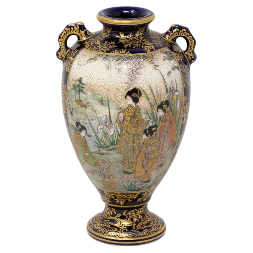 Vaso di Satsuma giapponese di Koyama Nanpo Periodo Meiji