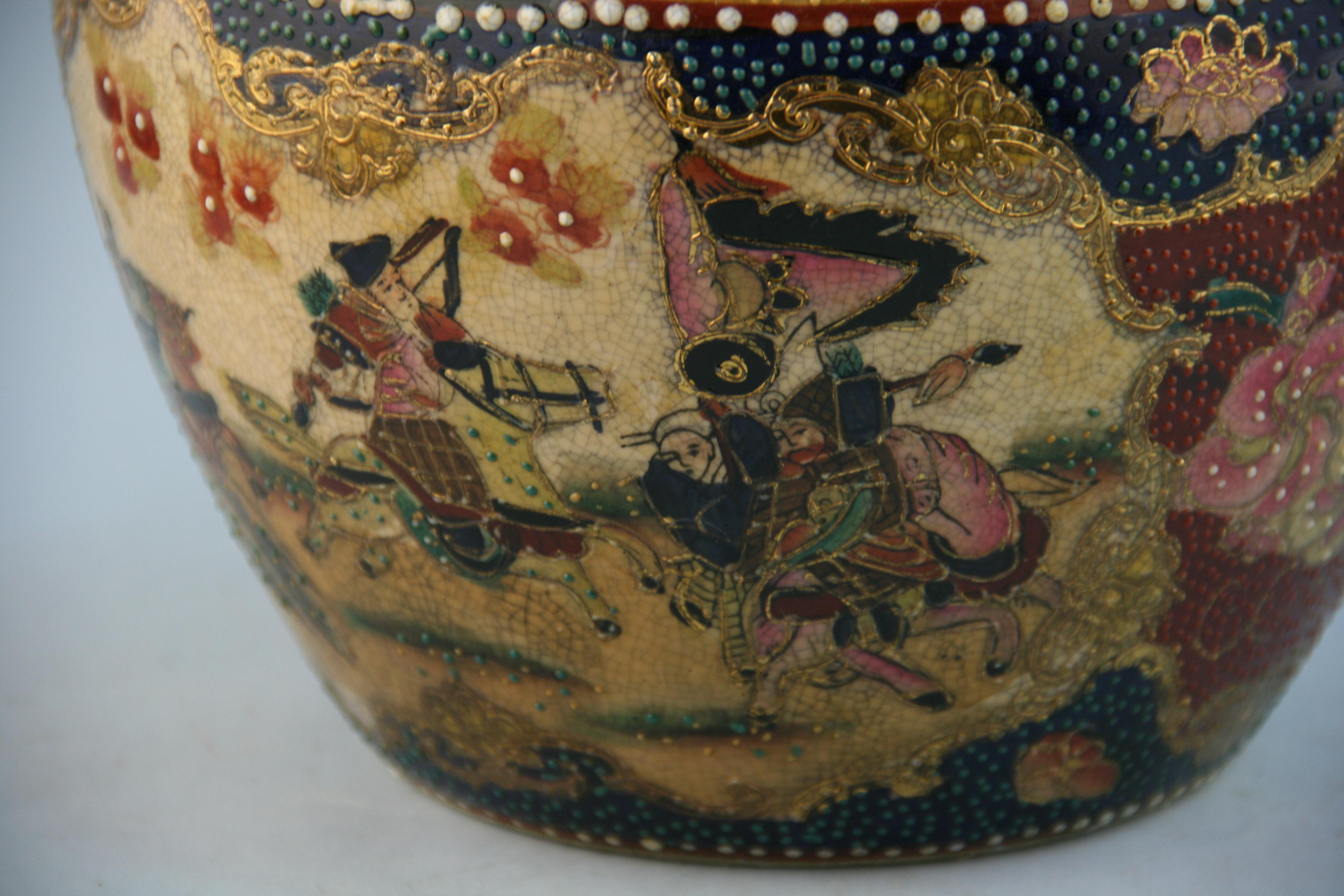 Hand-Crafted Japanese Satsuma Vase For Sale