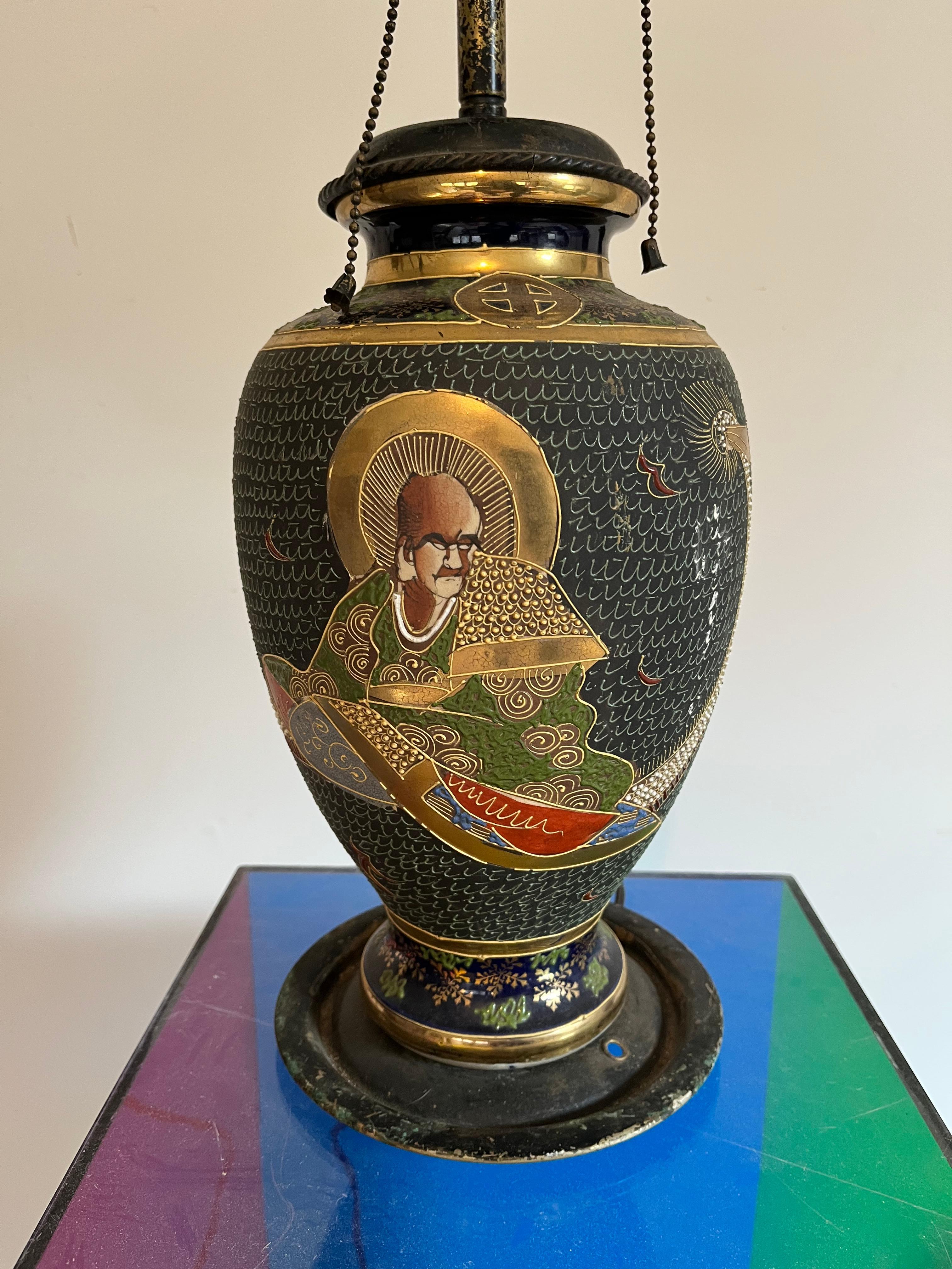 Japanische Satsuma-Vasenlampe (Keramik) im Angebot