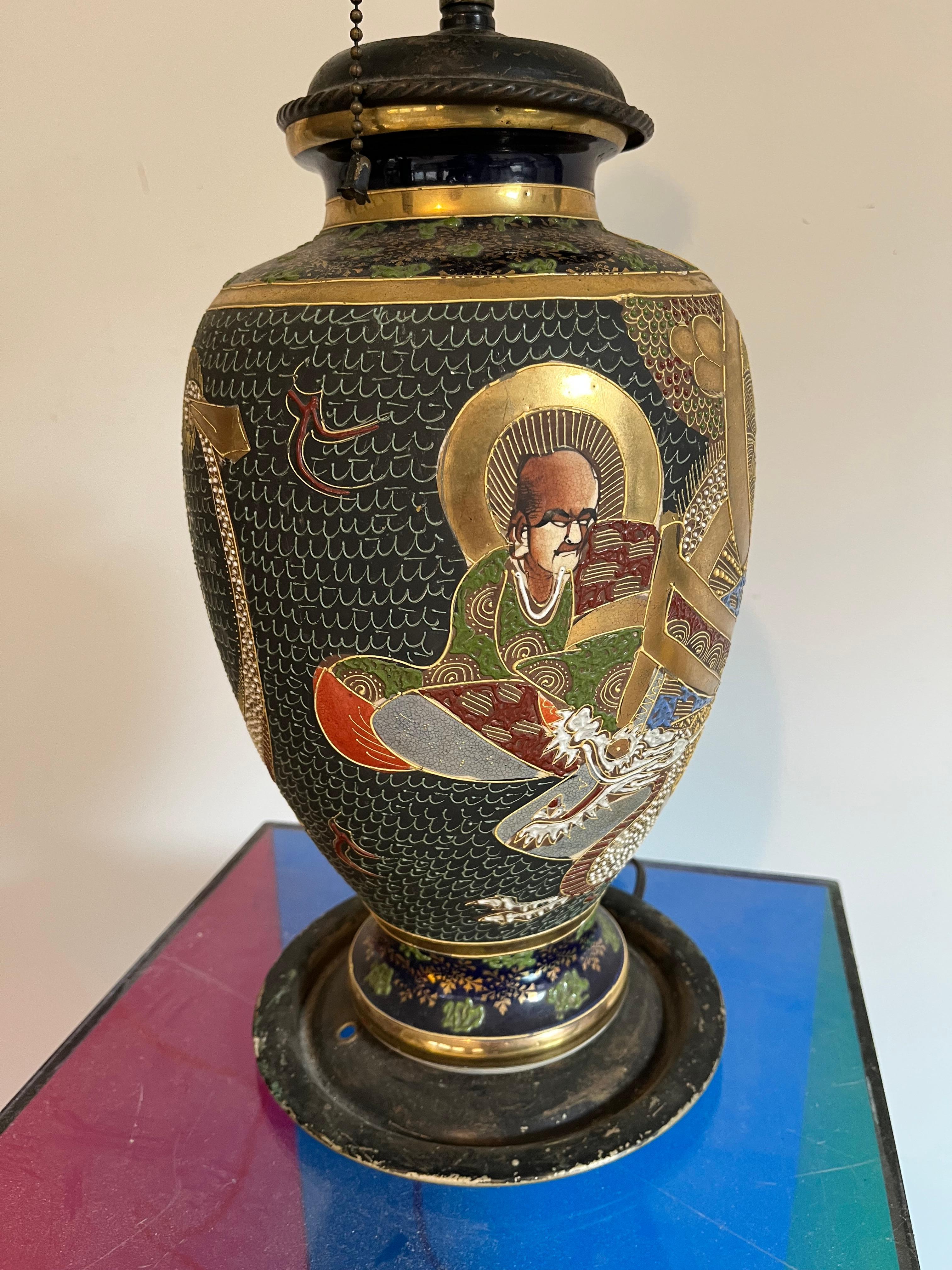 Japanese Satsuma Vase Lamp For Sale 1