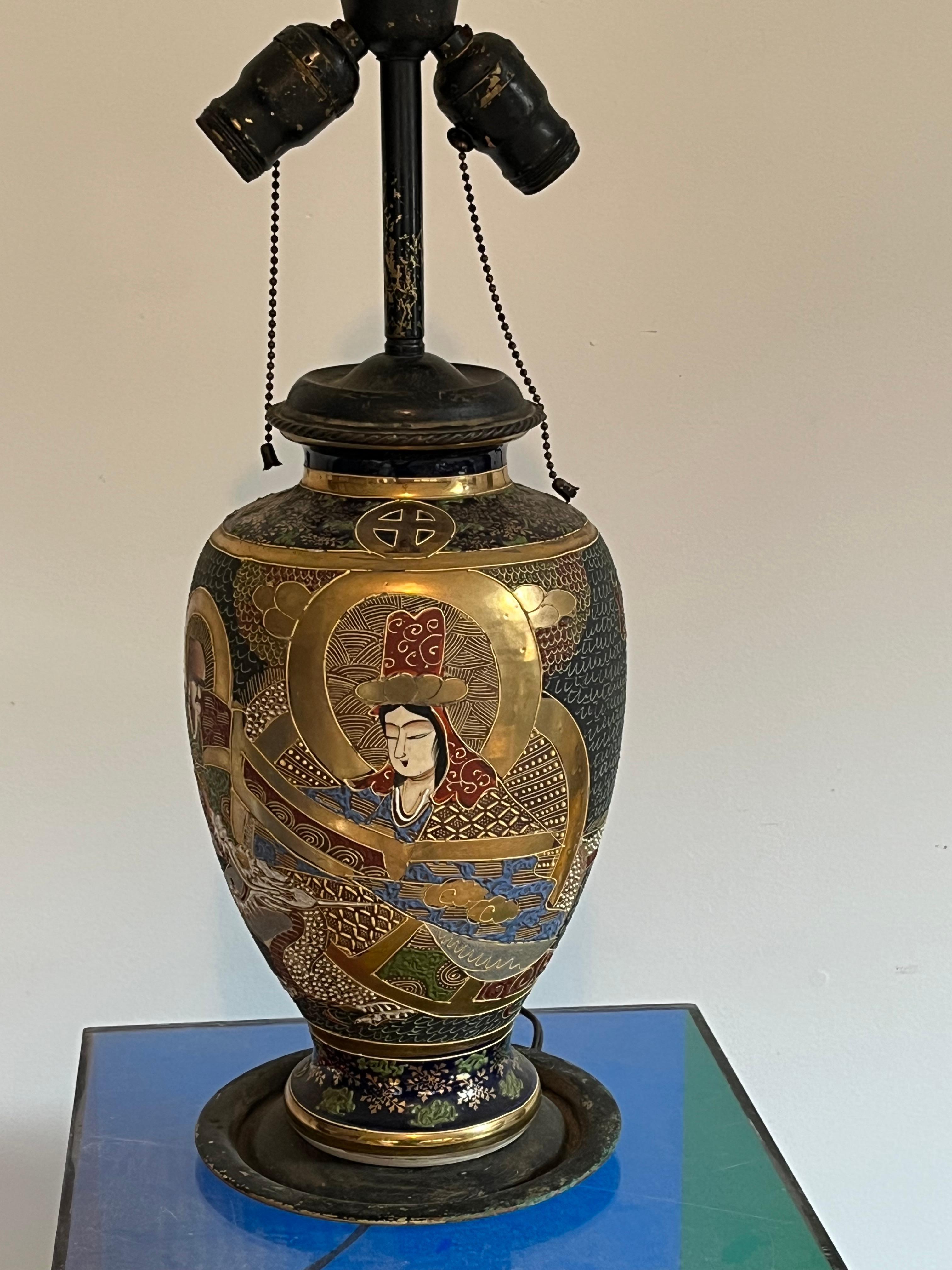 Japanese Satsuma Vase Lamp For Sale 2