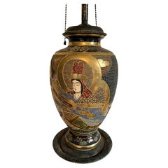 Antique Japanese Satsuma Vase Lamp