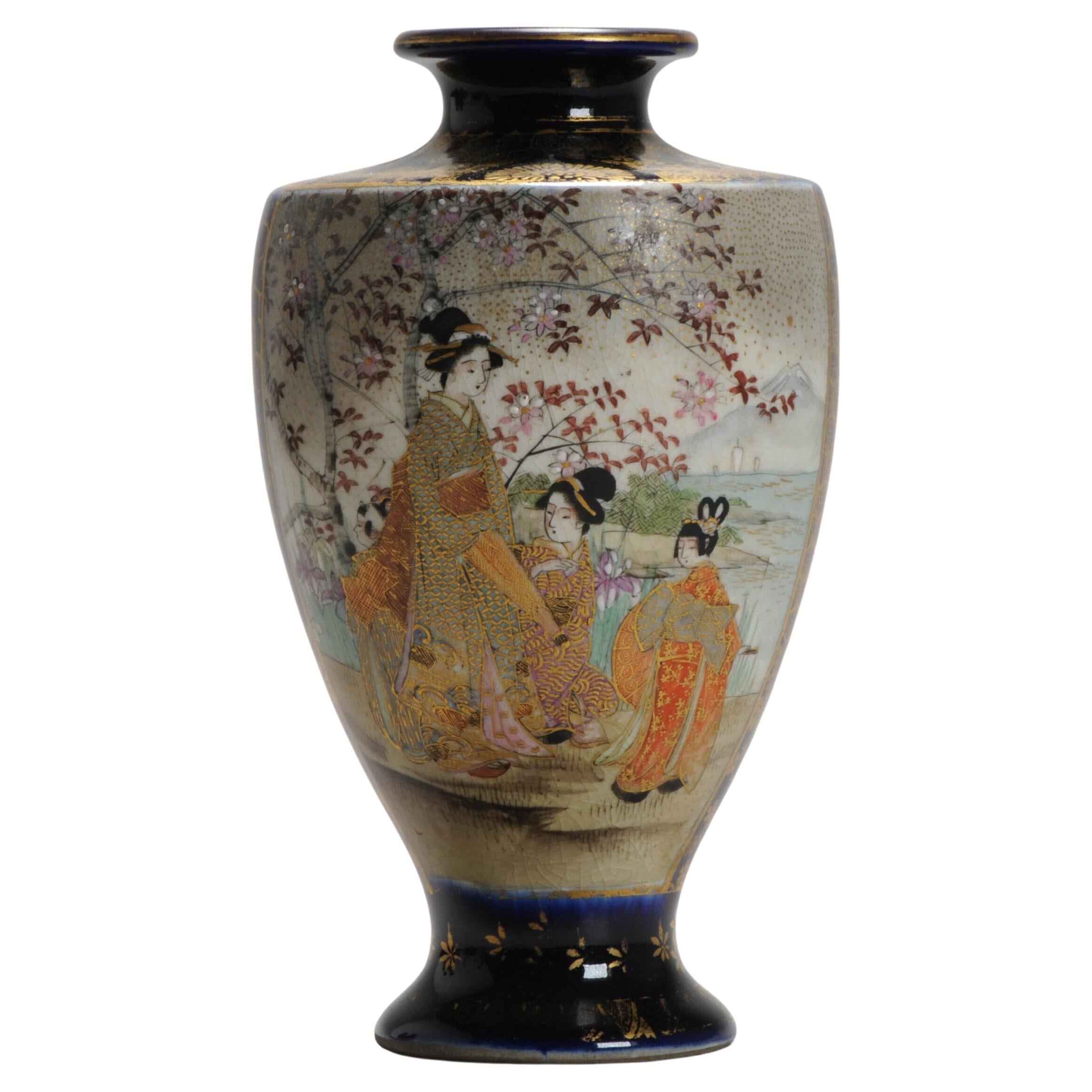 Japanische Satsuma-Vase, Landschaft, figürliche Dekoration, markiert, 19. Jahrhundert