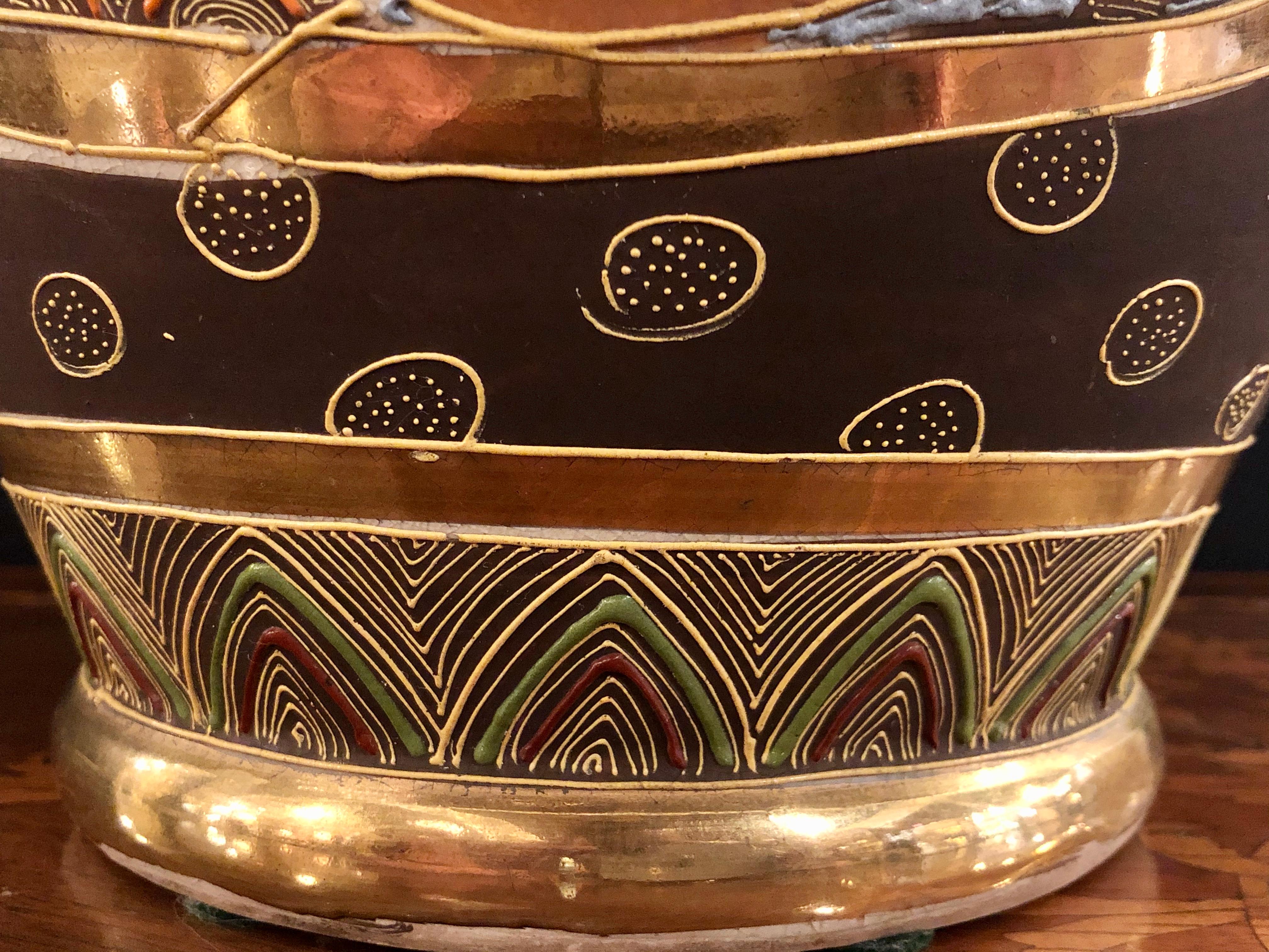 Japanese Satsuma Vase Large and Impressive Gilt Gold Dragon Decorated, Signed 2