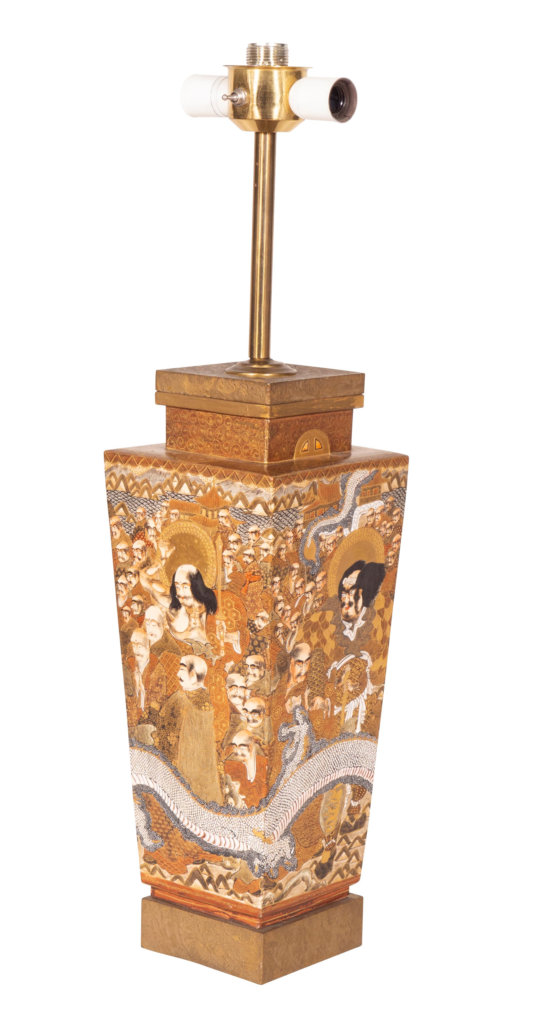 Japanese Satsuma Vase Mounted as a Lamp 5