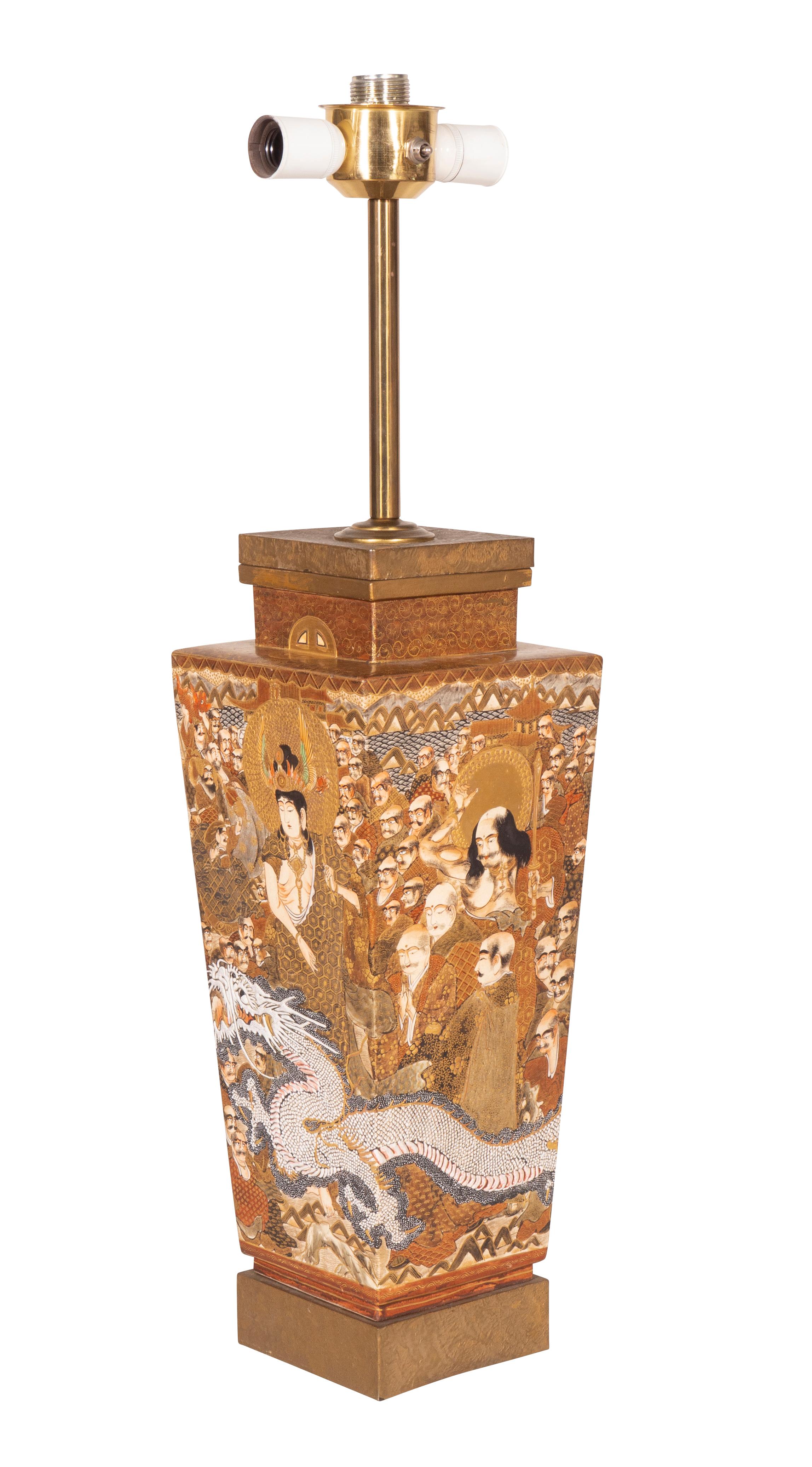 Late 19th Century Japanese Satsuma Vase Mounted as a Lamp