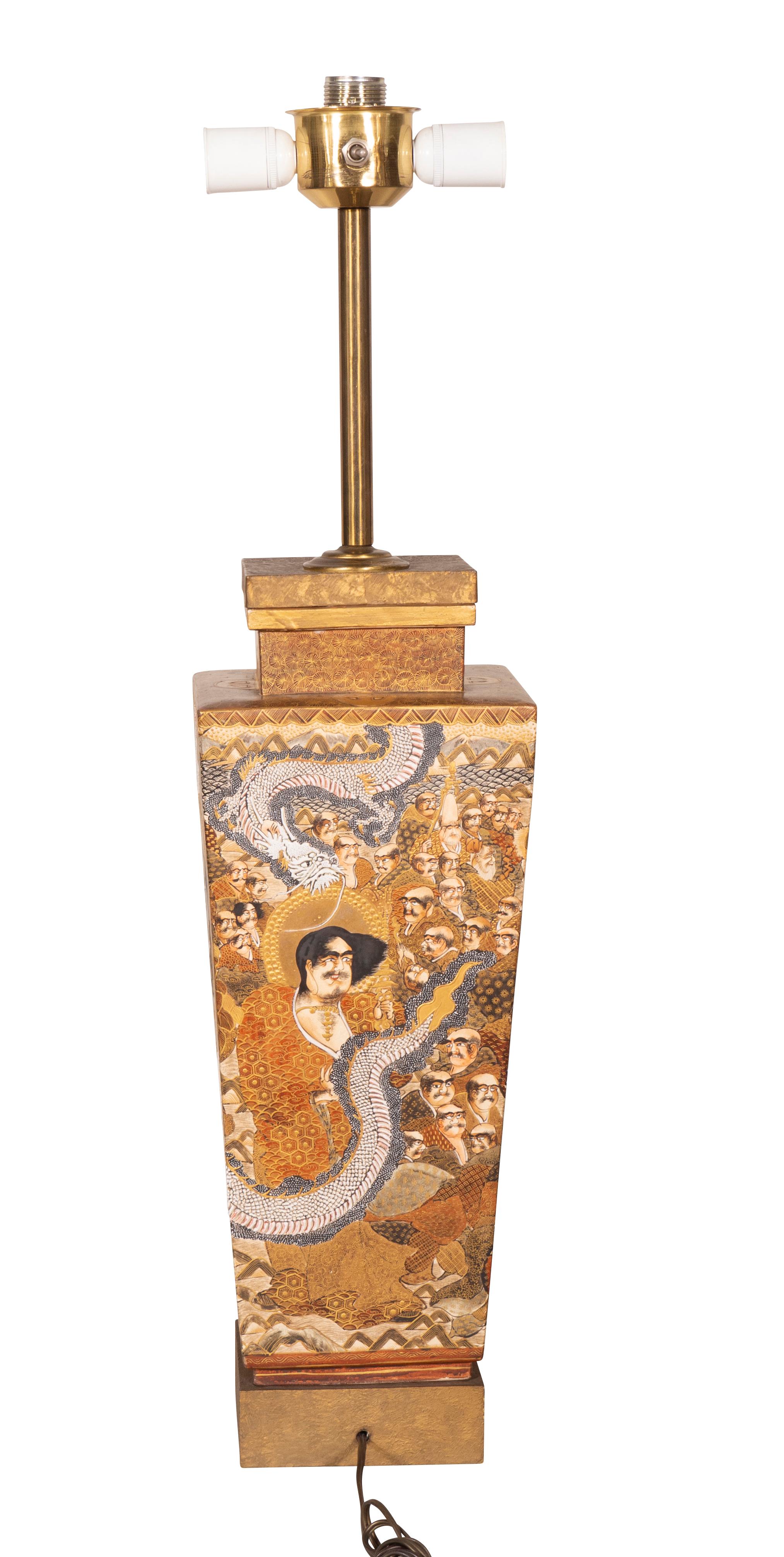 Japanese Satsuma Vase Mounted as a Lamp 2