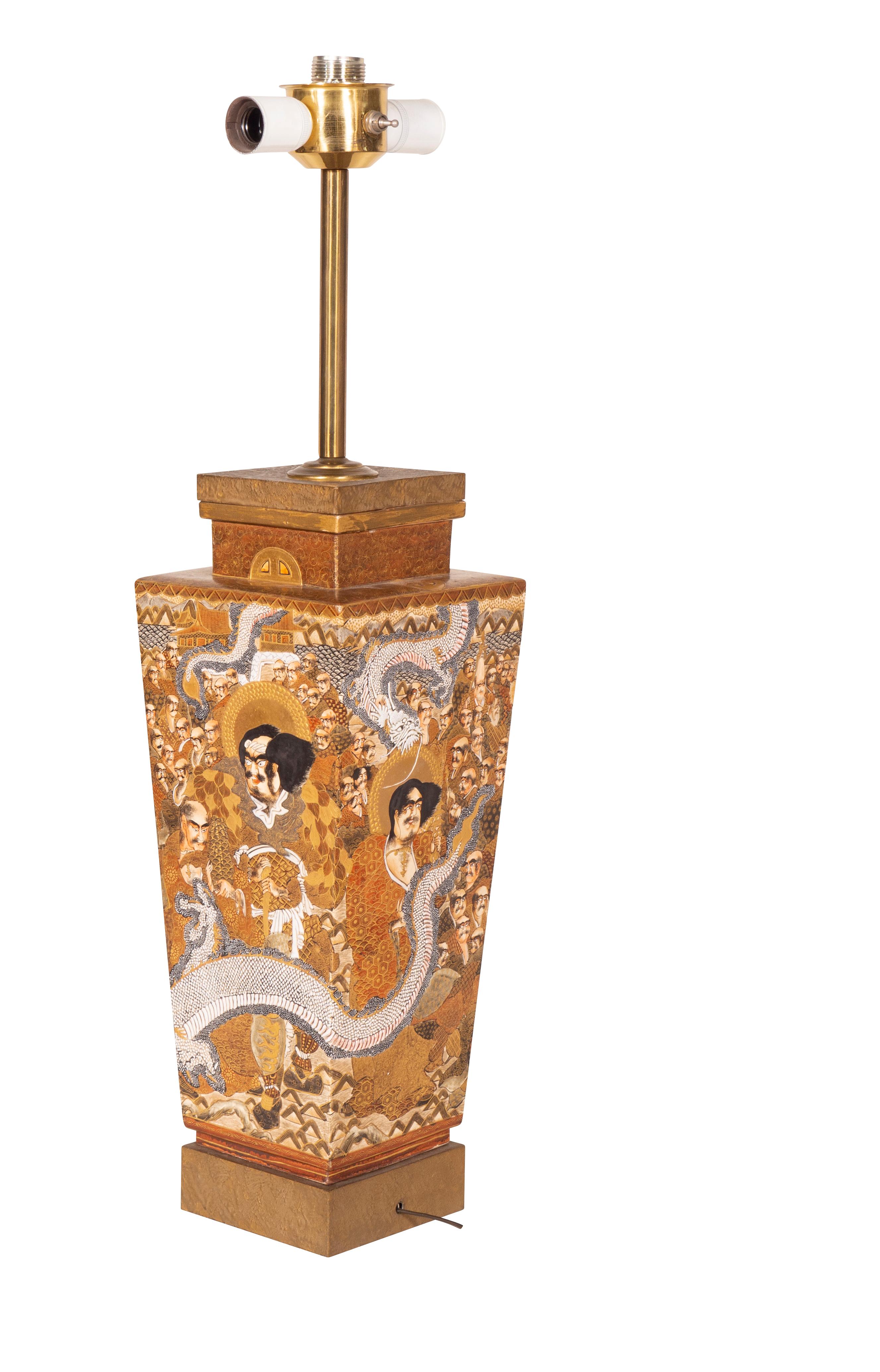 Japanese Satsuma Vase Mounted as a Lamp 3
