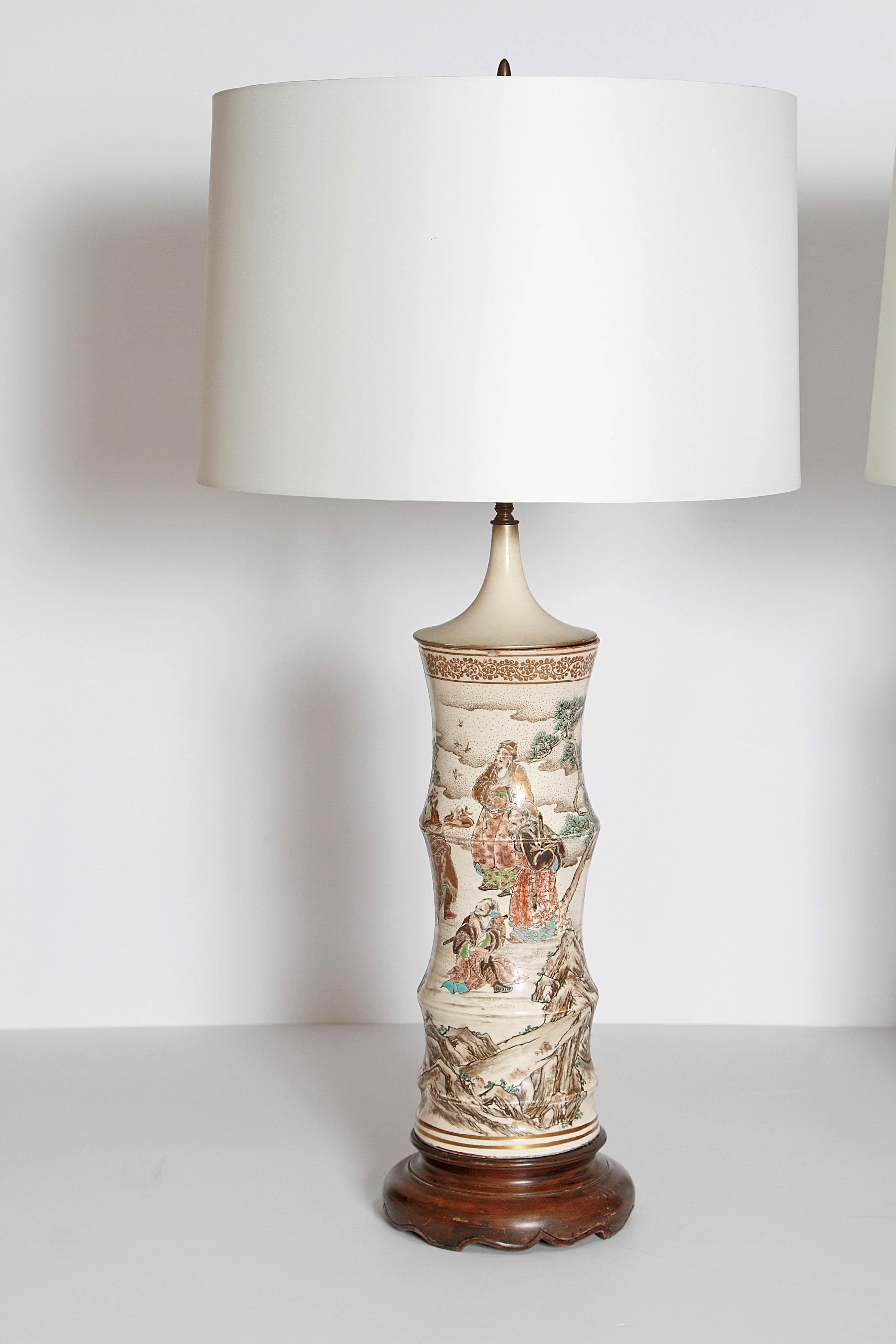 Japanese Satsuma Vase Pair as Custom Lamps at 1stDibs custom lamps