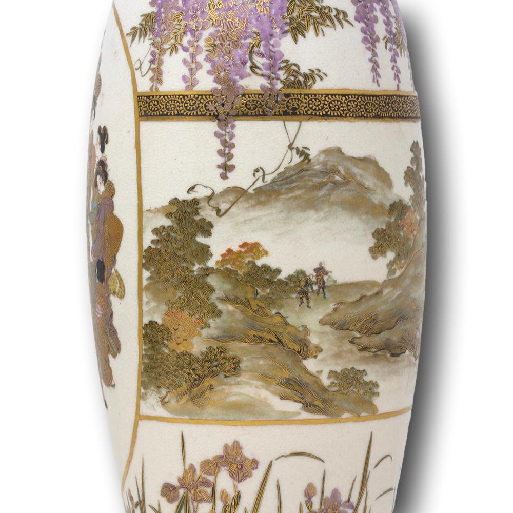 Paire de vases japonais Satsuma par Senzan Période Meiji en vente 3