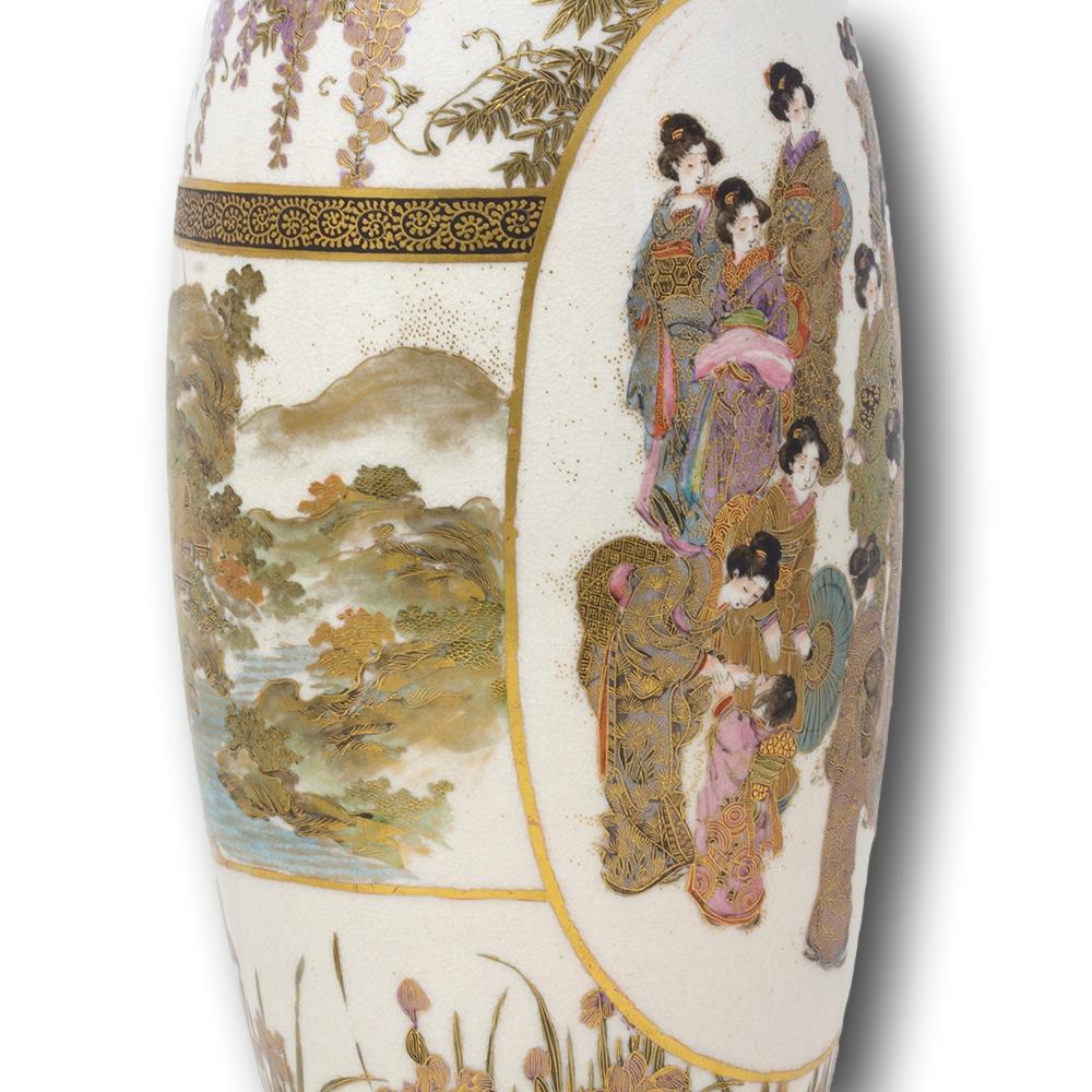 Paire de vases japonais Satsuma par Senzan Période Meiji en vente 5