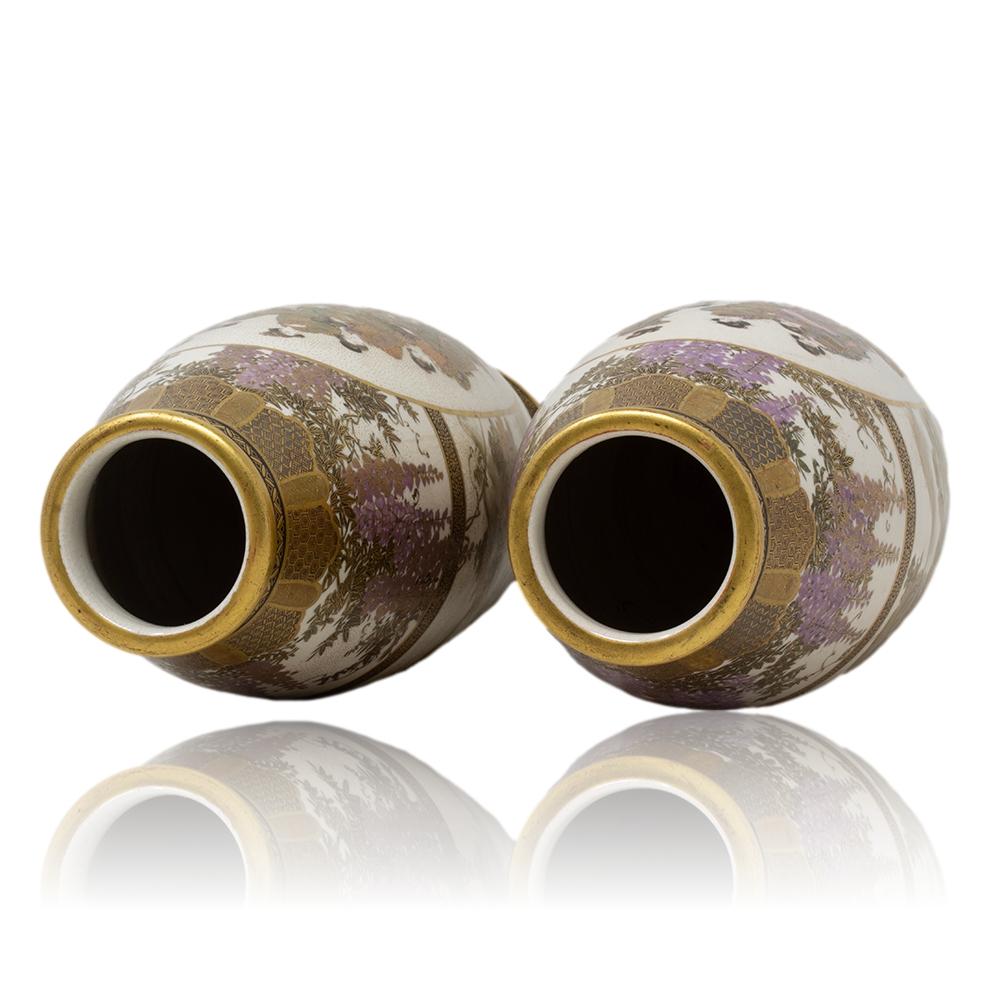 Paire de vases japonais Satsuma par Senzan Période Meiji en vente 6