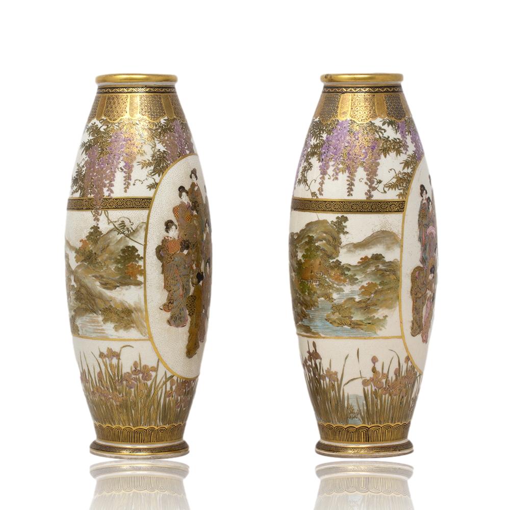 Paire de vases japonais Satsuma par Senzan Période Meiji Bon état - En vente à Newark, England