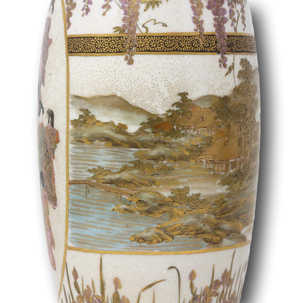 Céramique Paire de vases japonais Satsuma par Senzan Période Meiji en vente