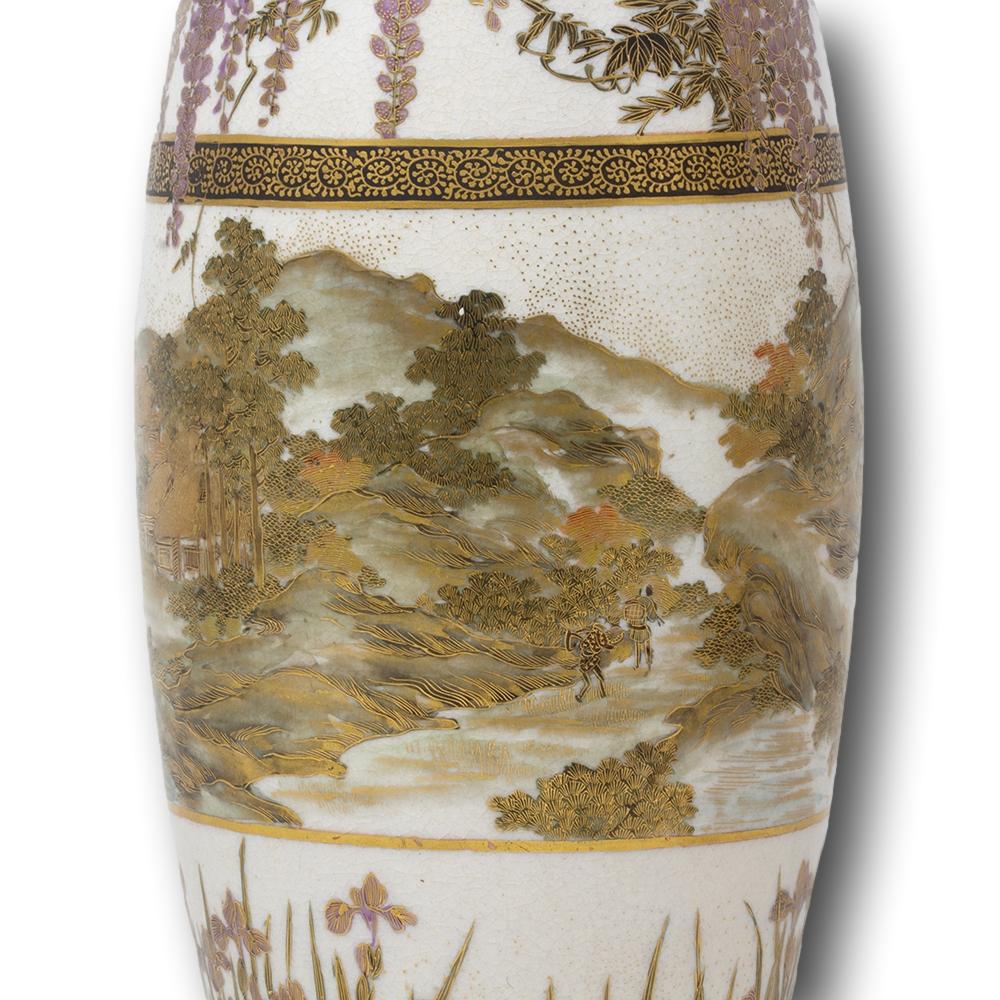 Paire de vases japonais Satsuma par Senzan Période Meiji en vente 1