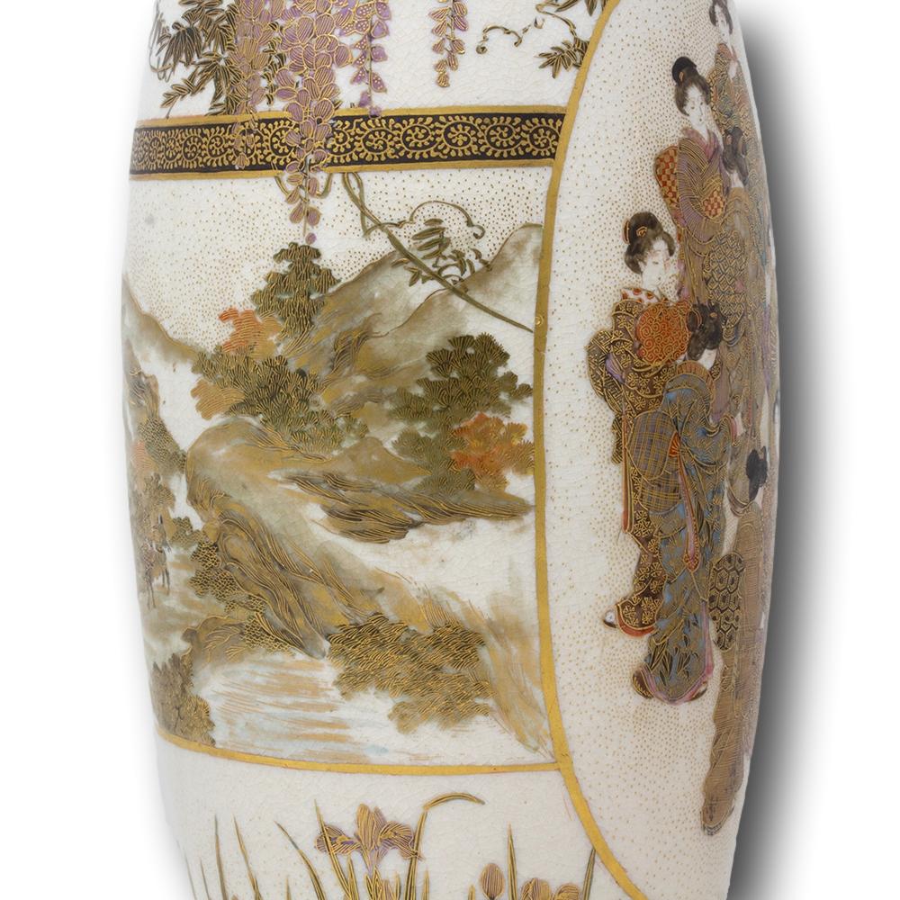 Paire de vases japonais Satsuma par Senzan Période Meiji en vente 2
