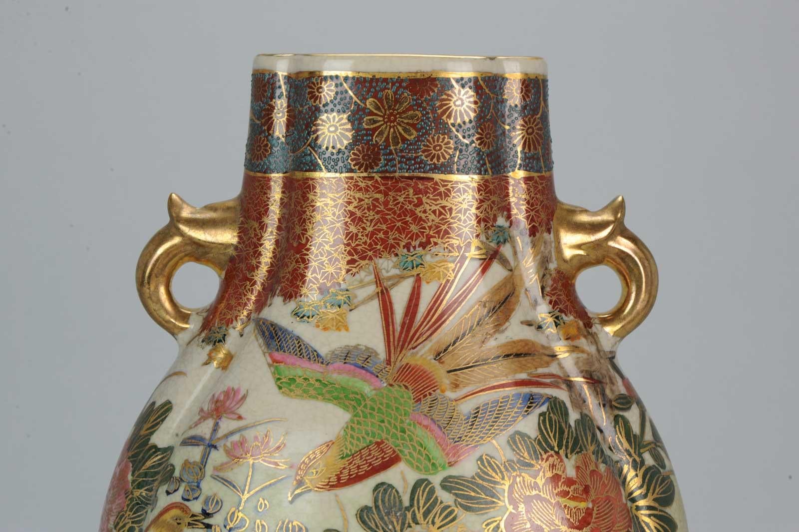 Japanese Satsuma Vase with Birds, 20th Century Taisho Period For Sale 1