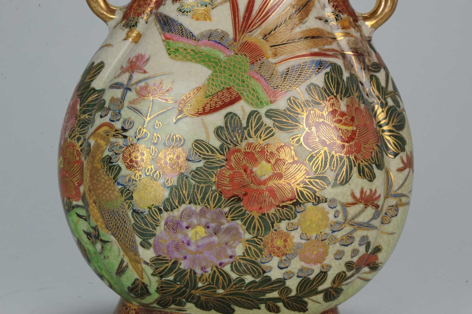 Vaso giapponese Satsuma con uccelli, XX secolo, periodo Taisho in vendita 2